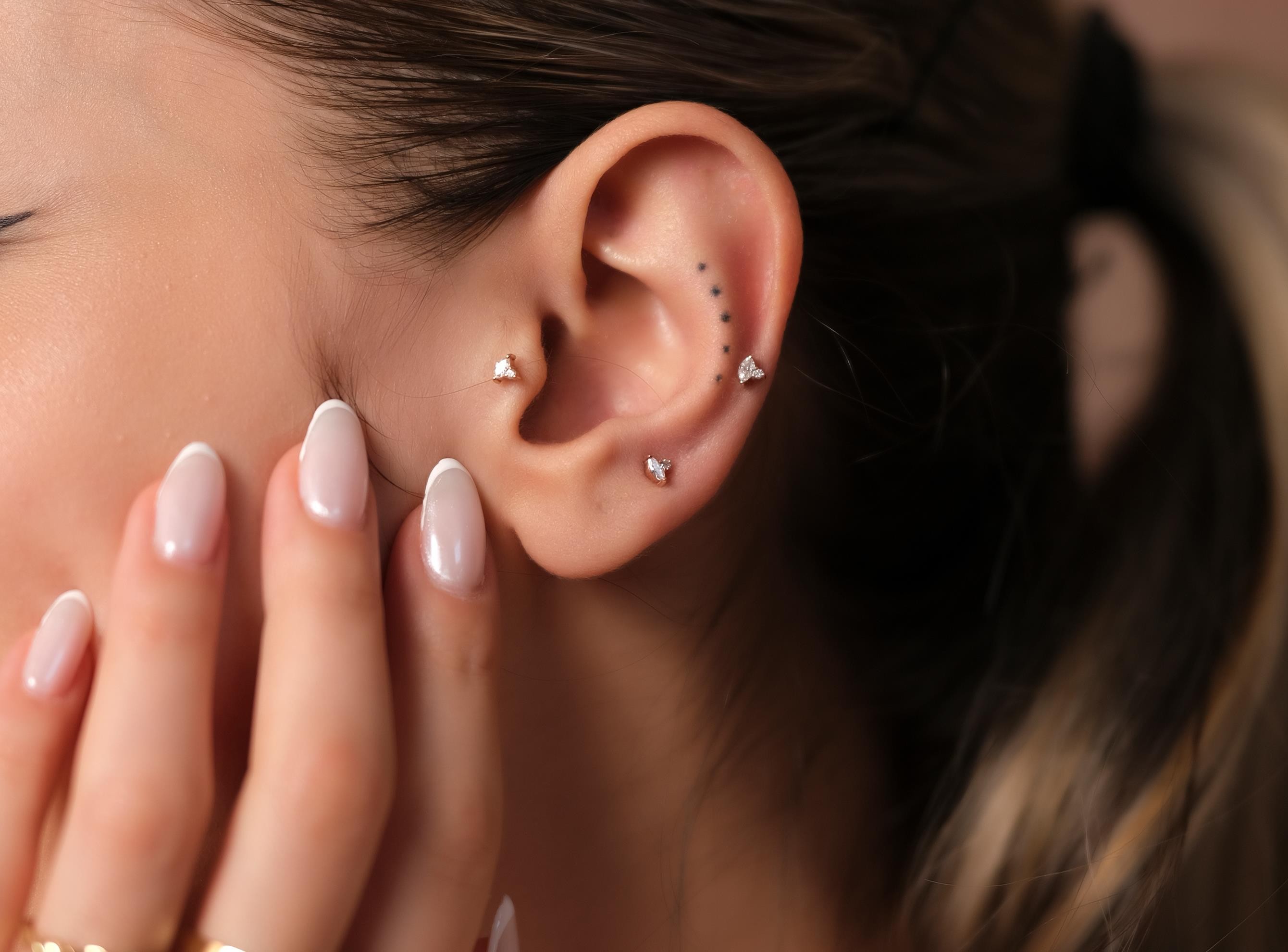 Rog 0,07ct Pırlanta Piercing-Tragus