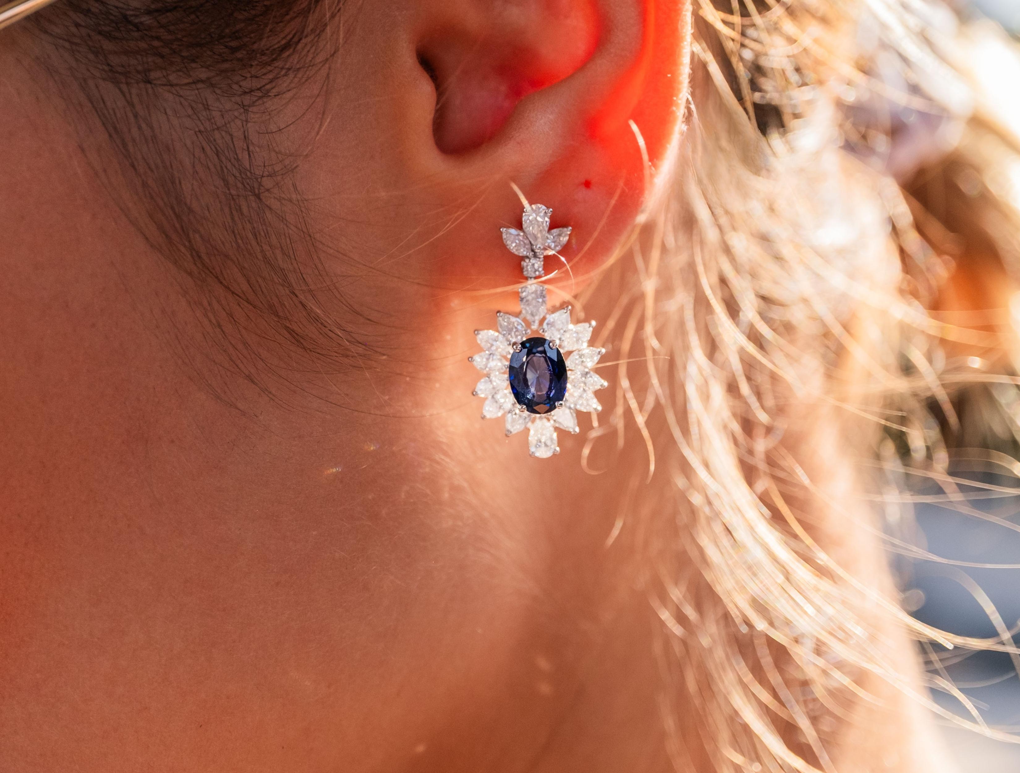 LUXURY COLLECTİON 3,12CT Pırlantalı Safir Küpe