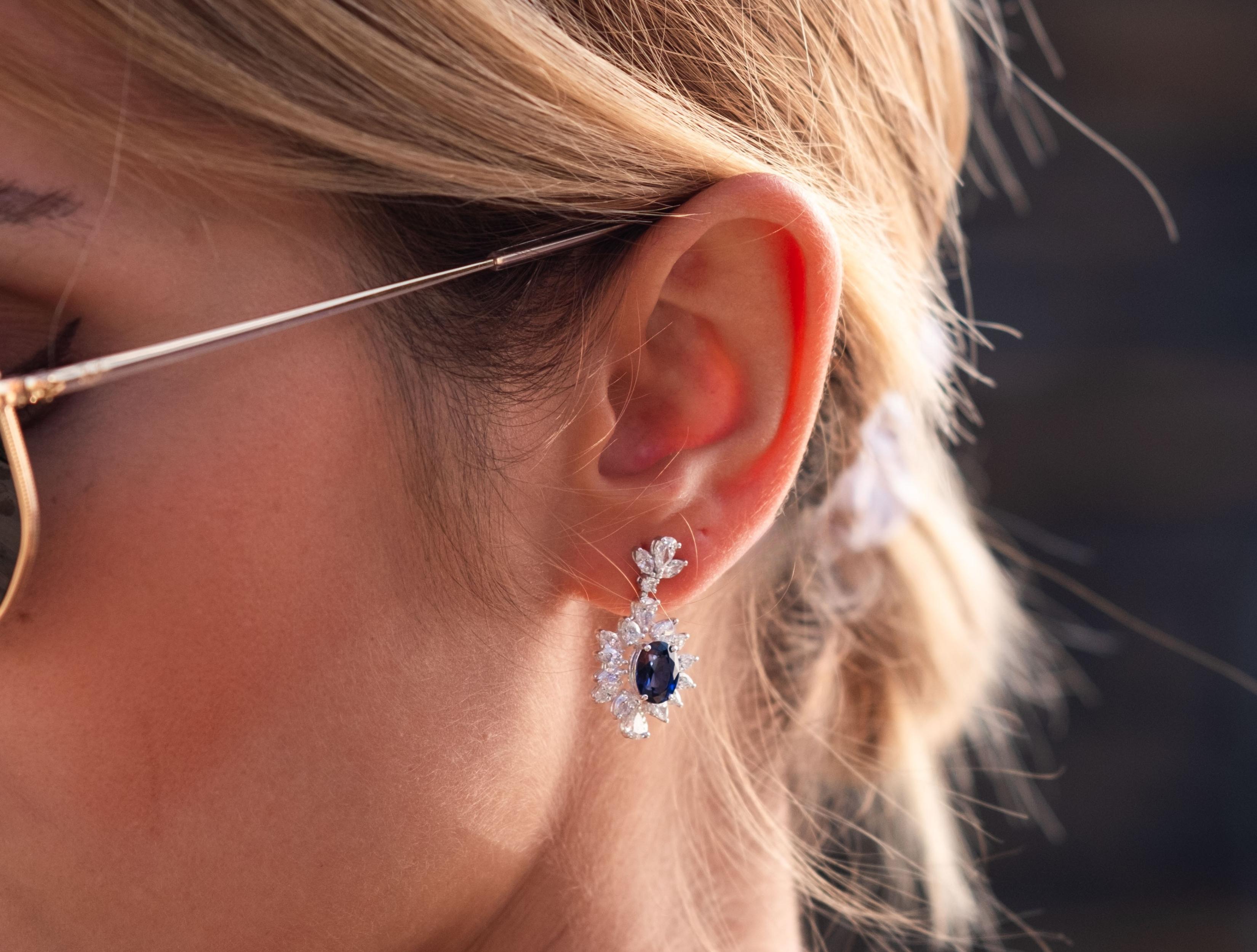 LUXURY COLLECTİON 3,12CT Pırlantalı Safir Küpe