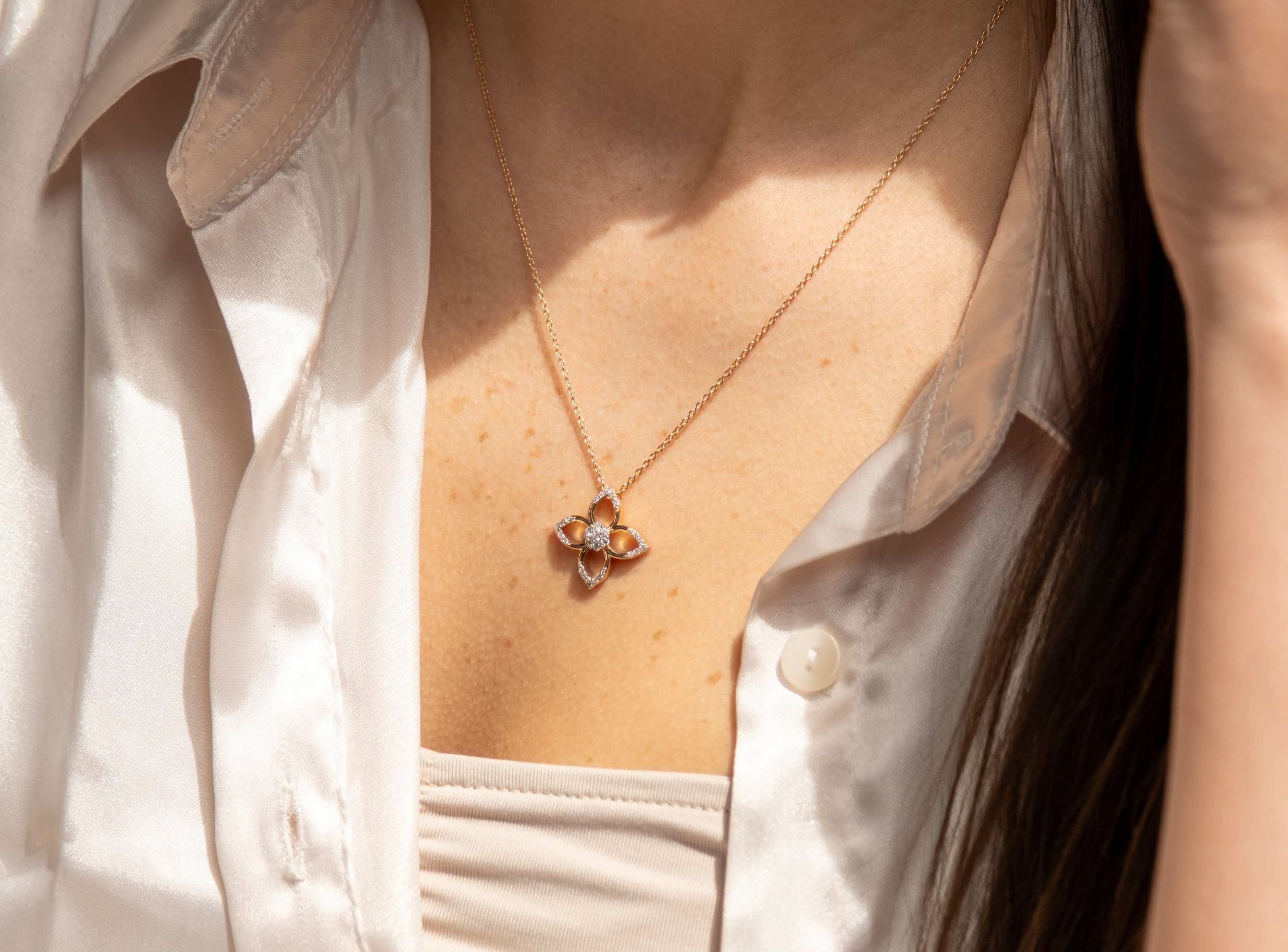 0,28ct Pırlanta Çiçek Kolye