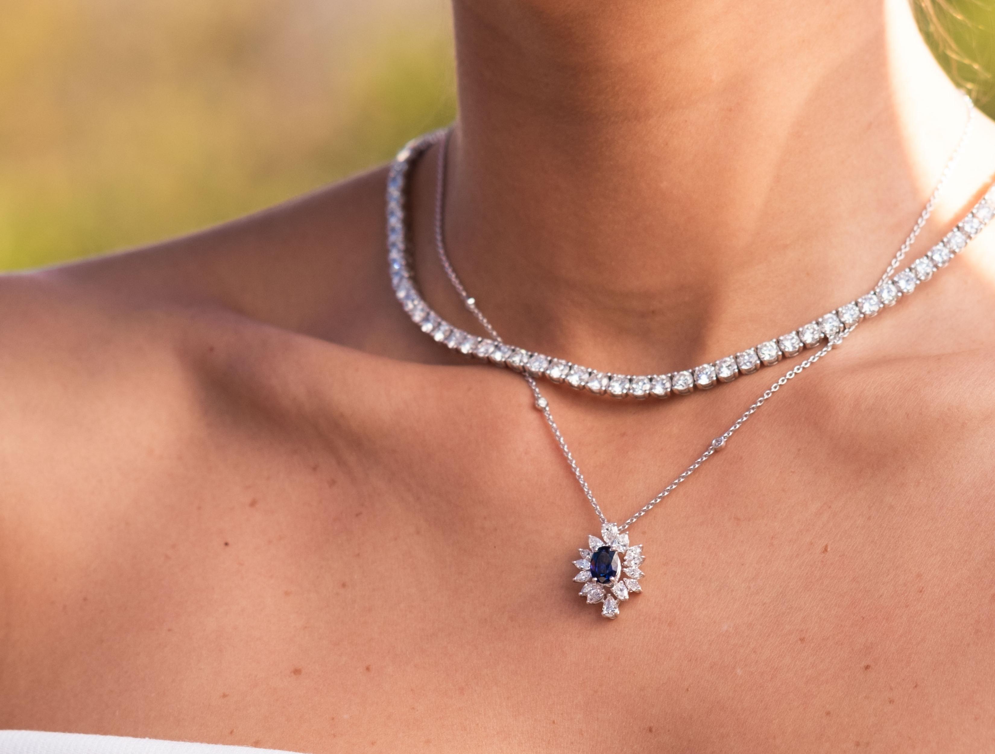 LUXURY COLLECTİON 1,68CT Pırlantalı Safir Kolye