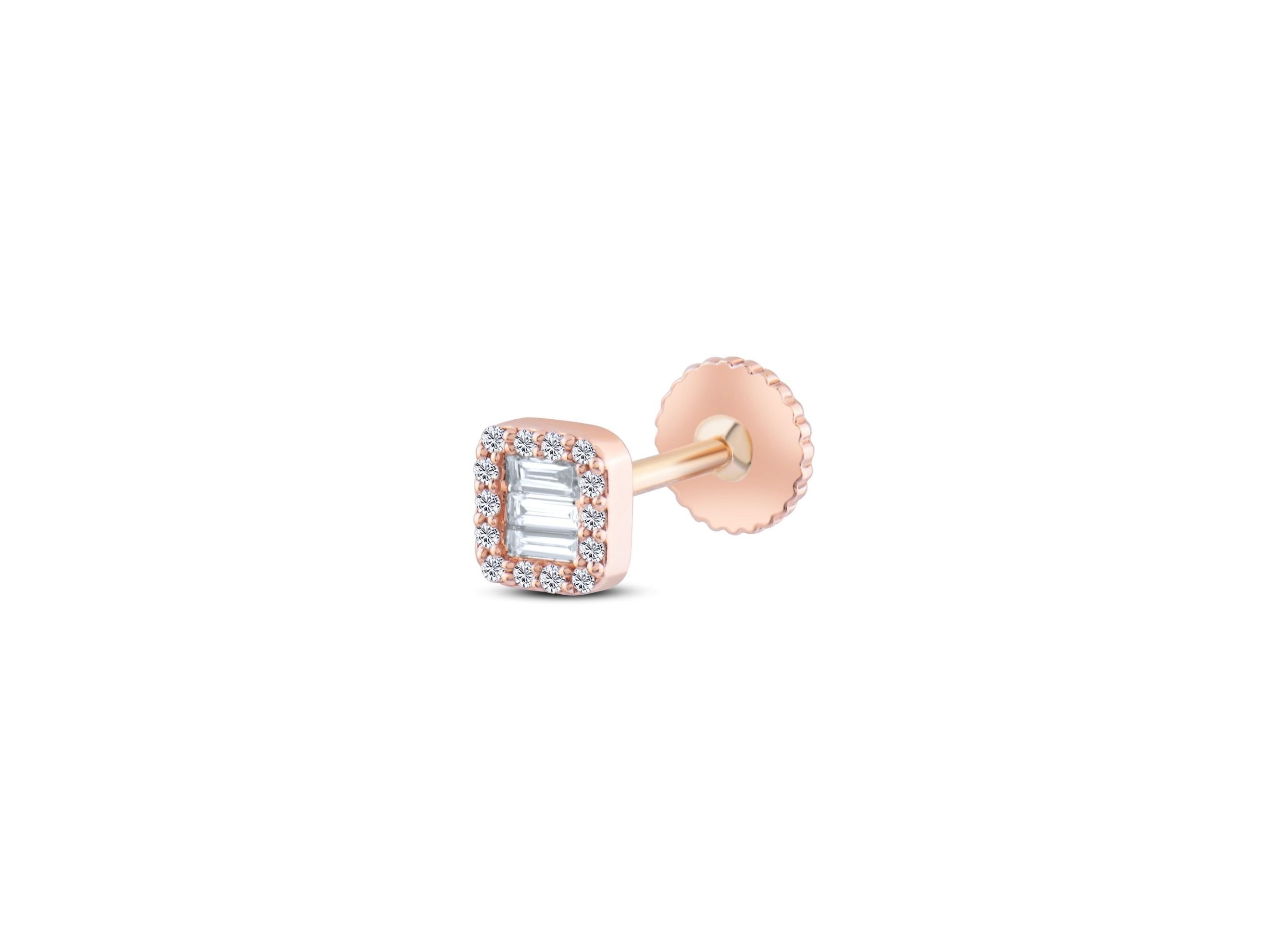 Baguette 0,16ct Pırlanta Baget Piercing-Tragus