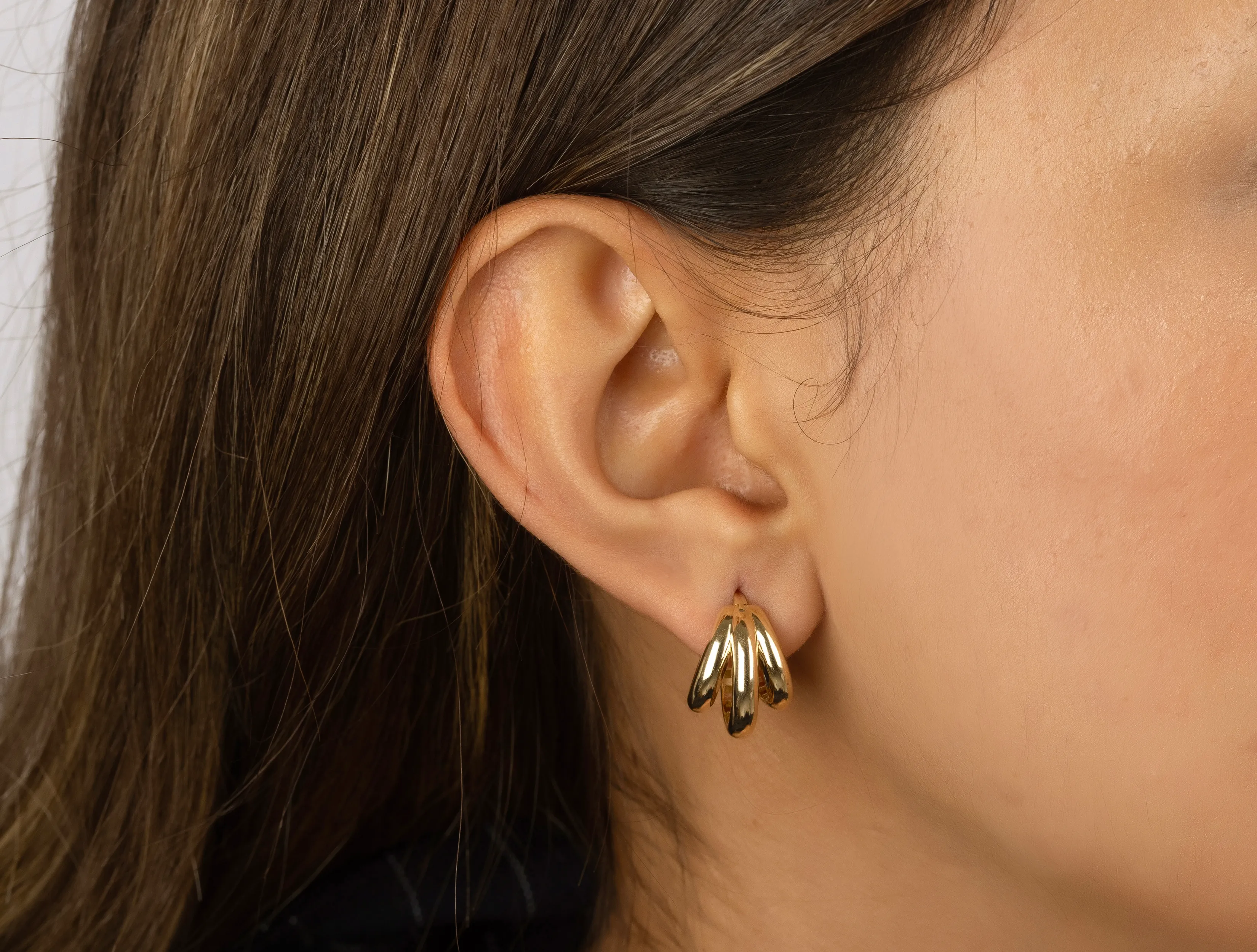 Altın Üçlü Bombe Küpe