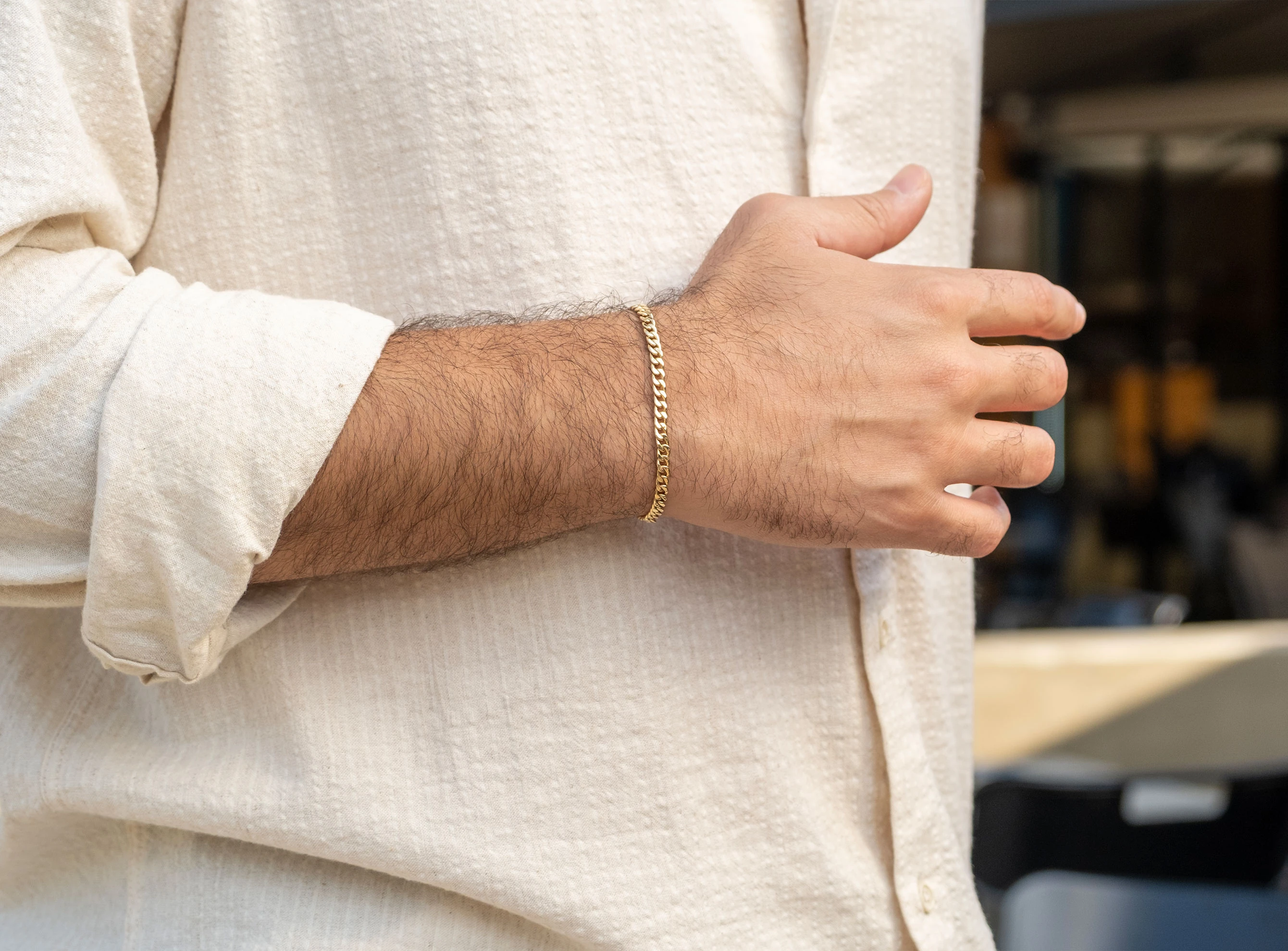 Altın 4 mm Unisex Hallow Zincir Bileklik