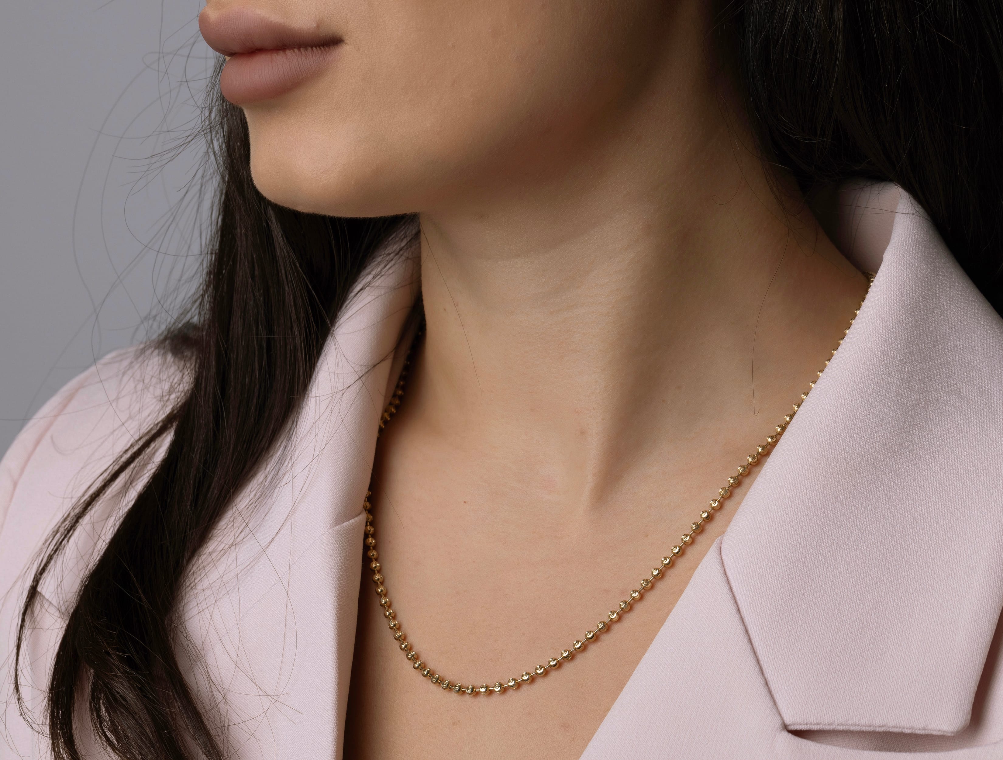 Altın Unisex Top Zincir Kolye