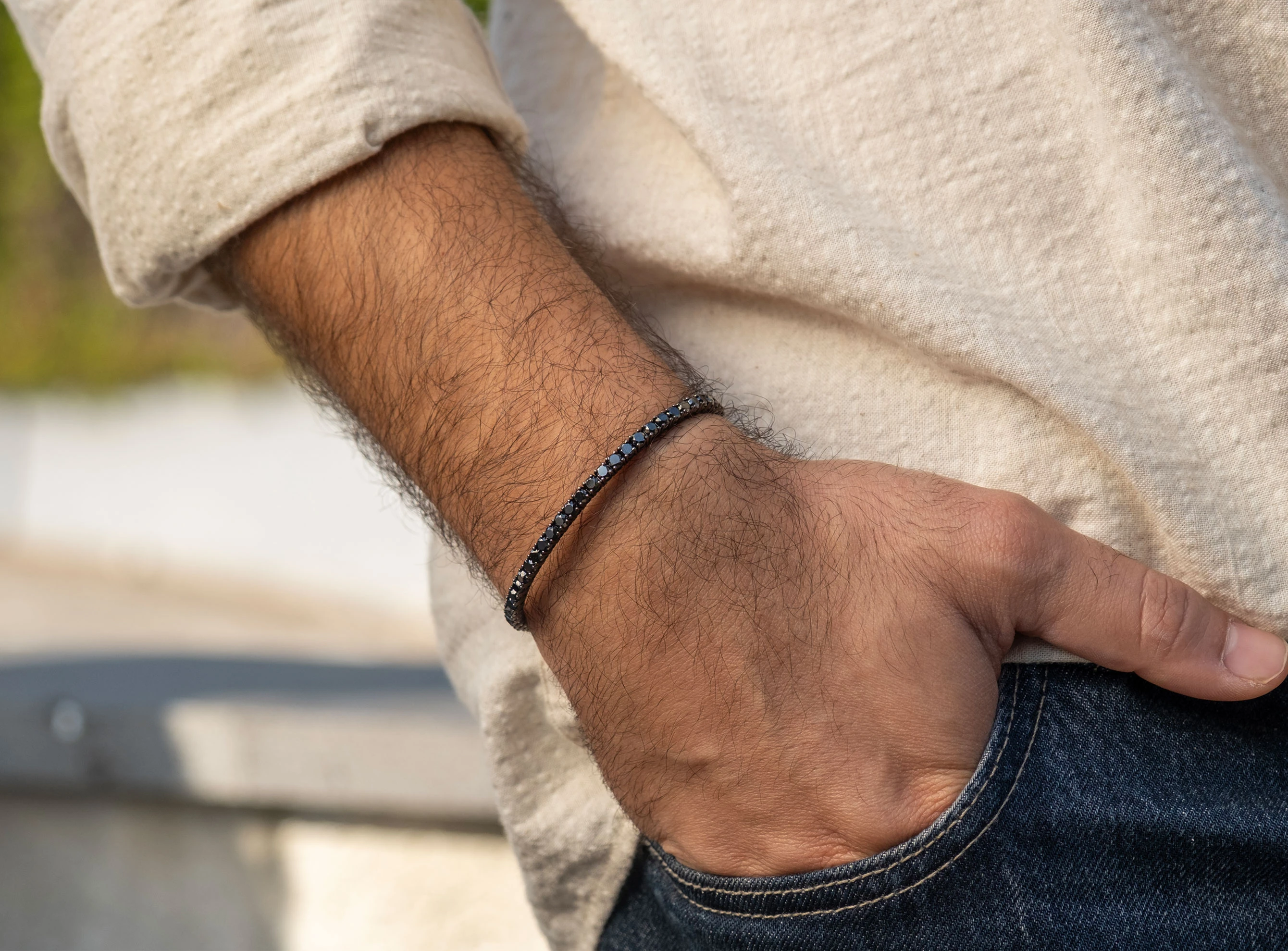 4,48 ct Pırlanta Su Yolu Esnek Erkek Bileklik