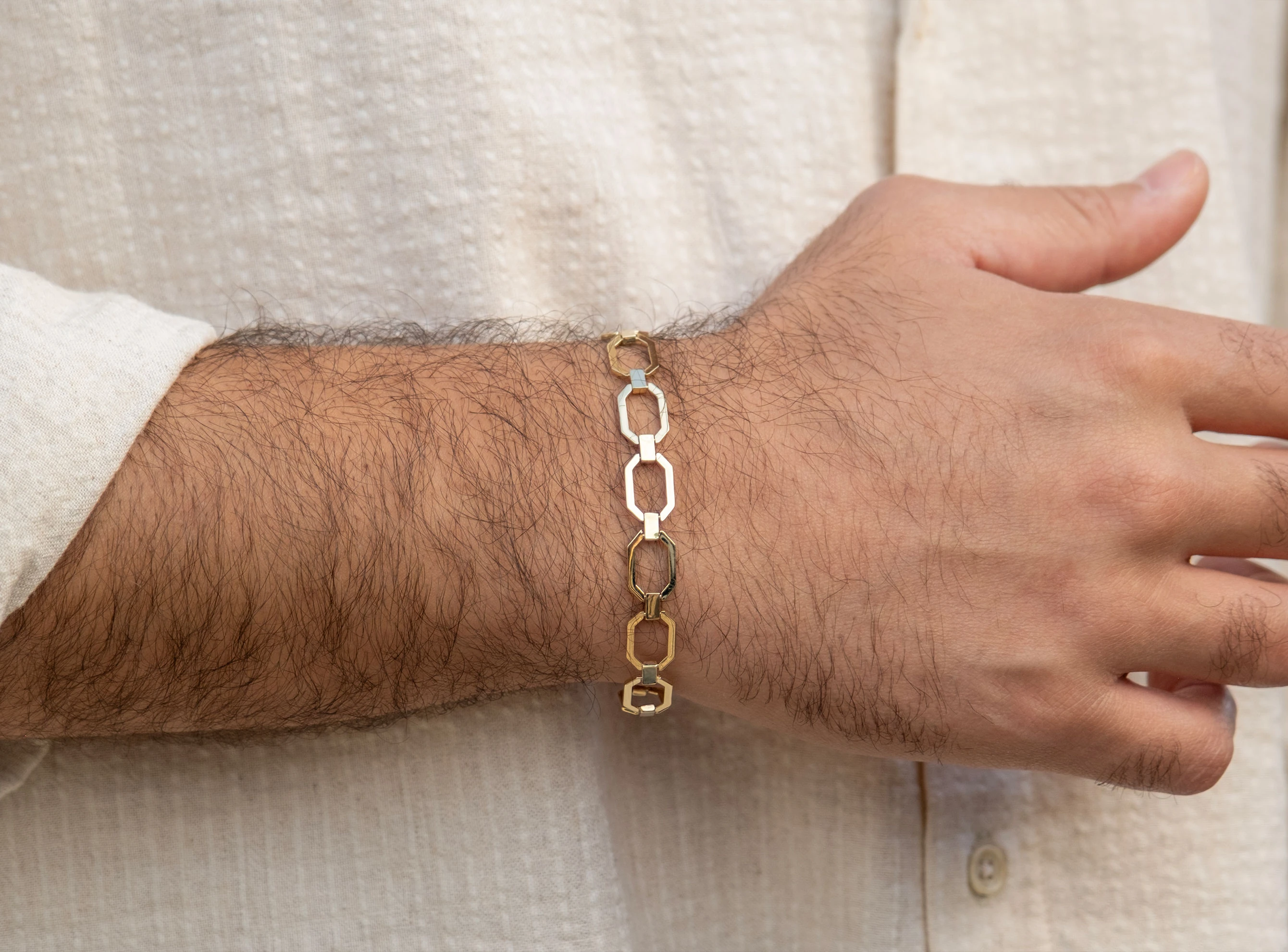 Altın Unisex Vagon Dikdörtgen Bileklik