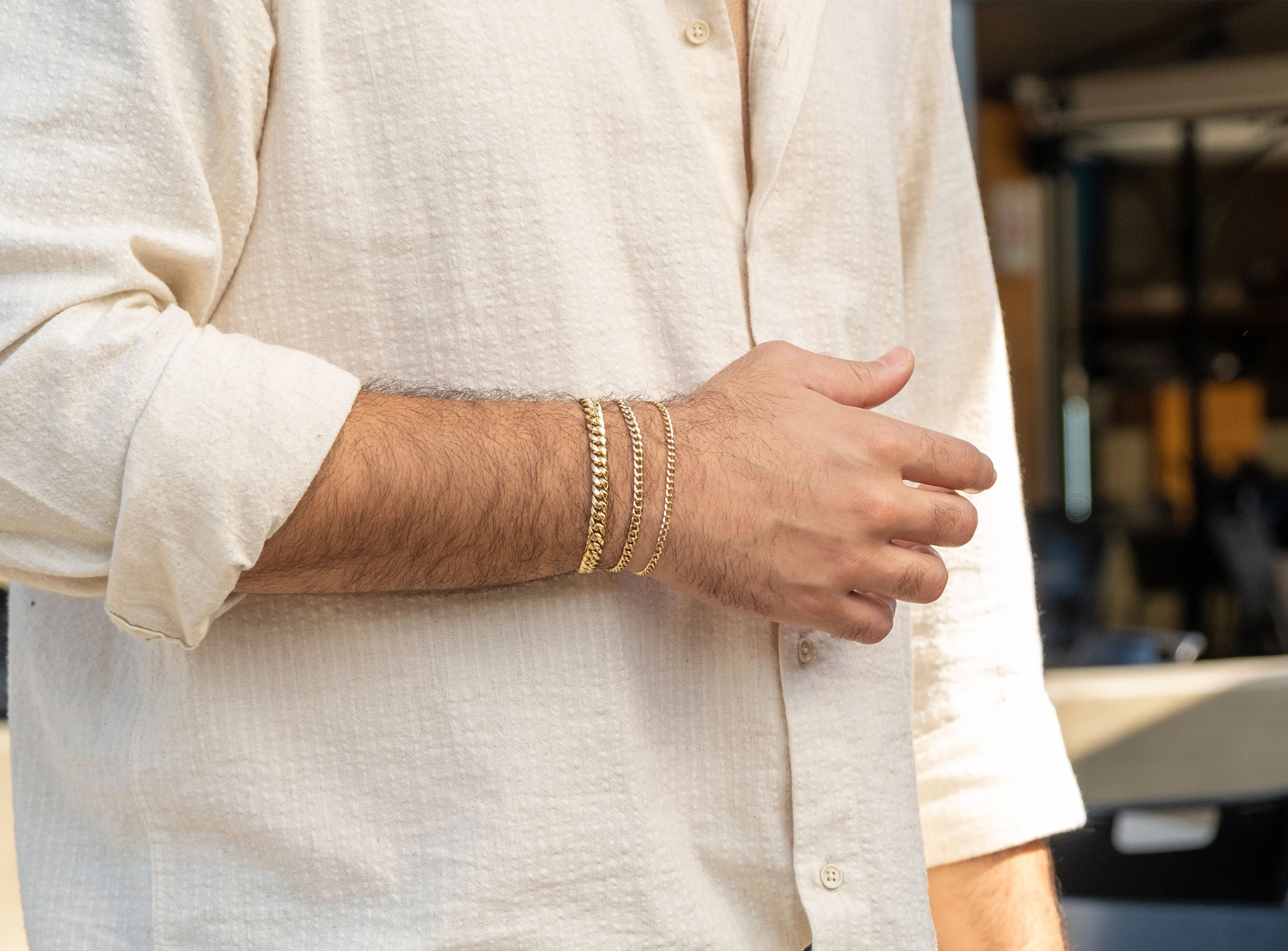 Altın 3 mm Unisex Hallow Zincir Bileklik