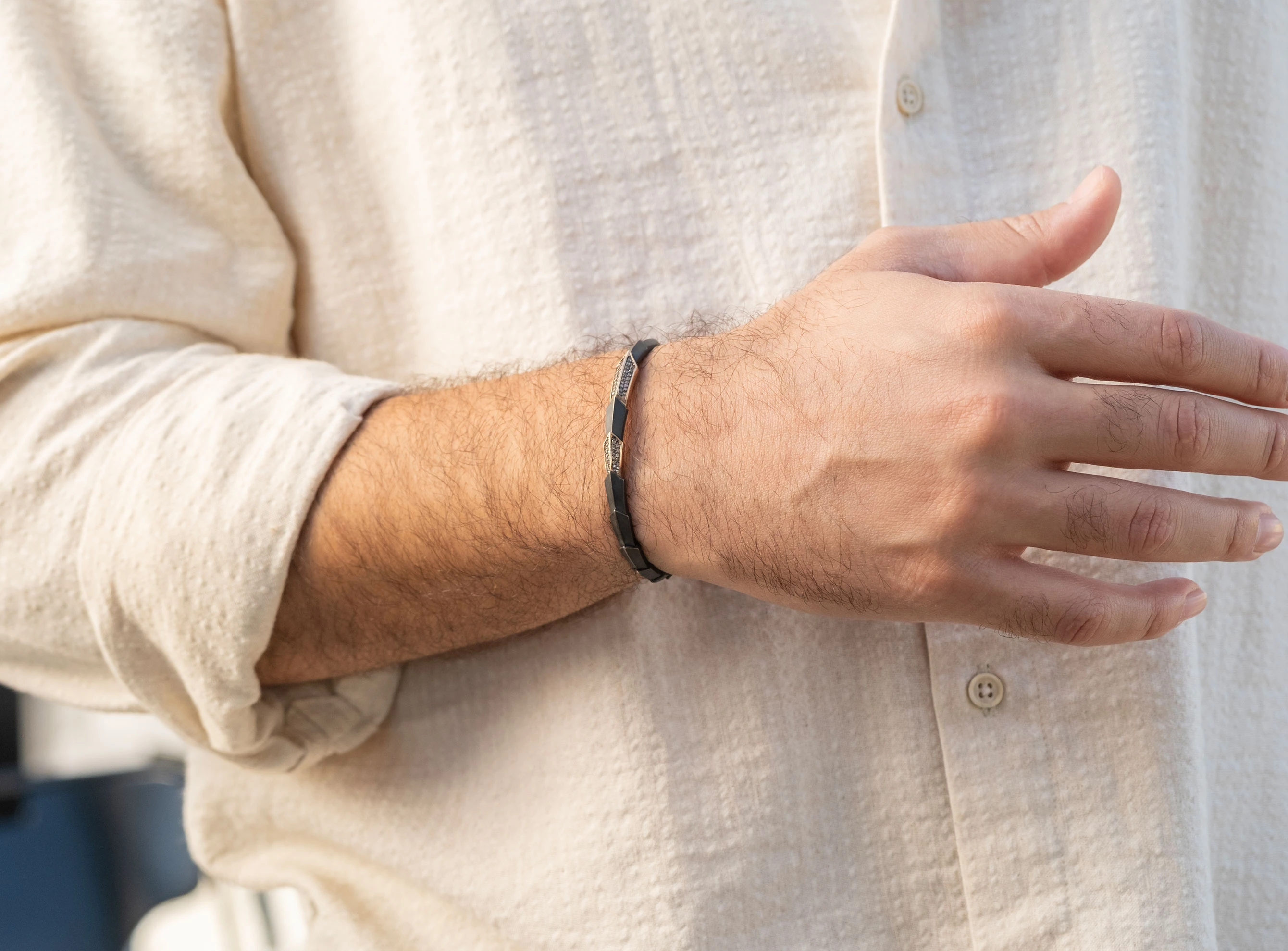 Erkek Tasarım 0,58ct Pırlanta Yılan Kelepçe Bileklik