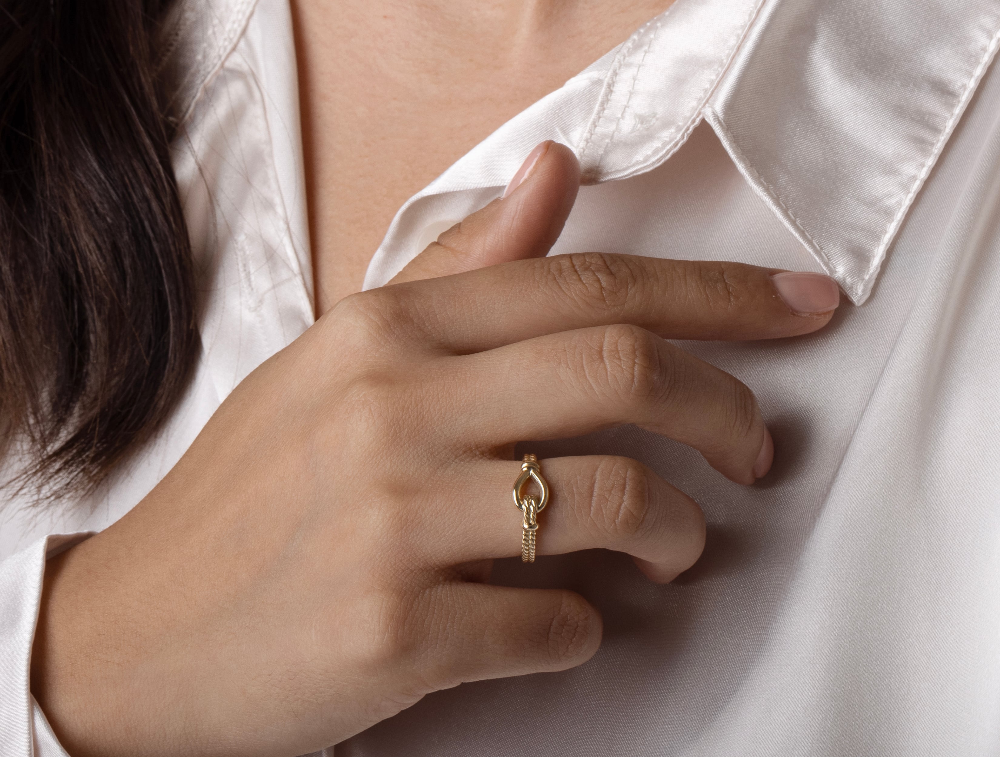 Altın Halat Çengel Yüzük