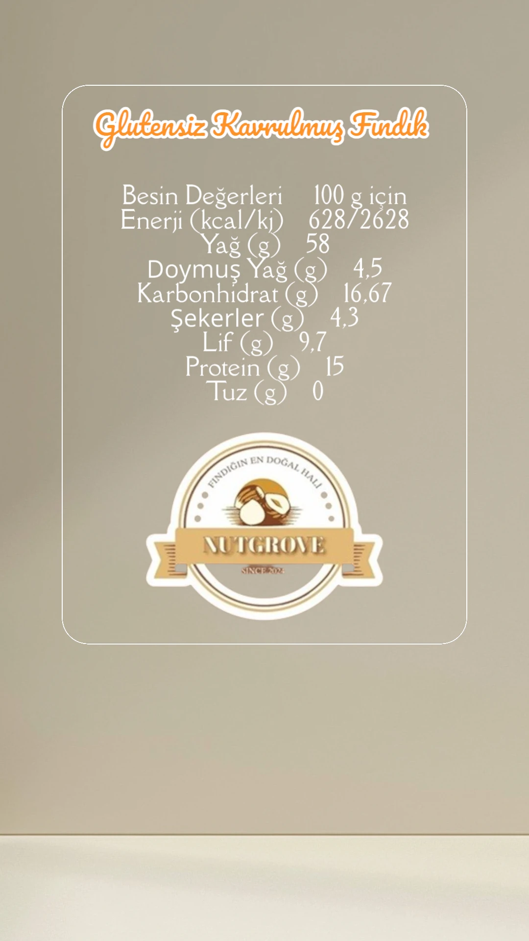 NutGrove Kavrulmuş Atıştırmalık Fındık İçi 250 Gr. * 1