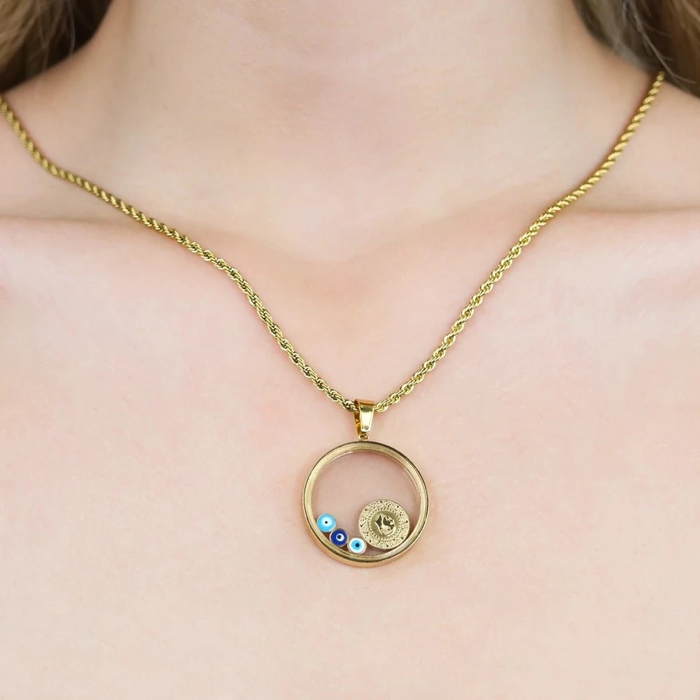 ALTIN KAPLAMA ÇEYREK ALTINLI FANUS KOLYE