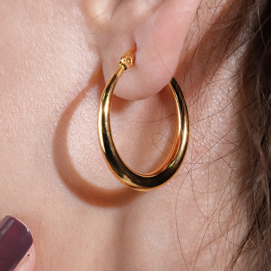 ALTIN KAPLAMA HALKA KÜPE