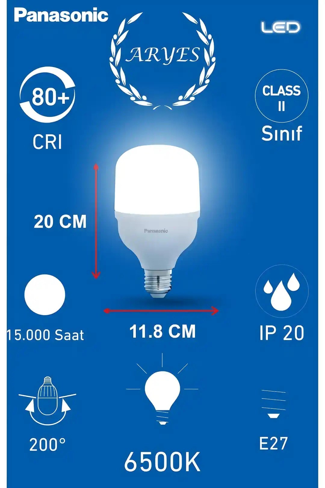 35W 6500K Beyaz Işık Torch LED Ampul (20 cm) – Yüksek Parlaklık