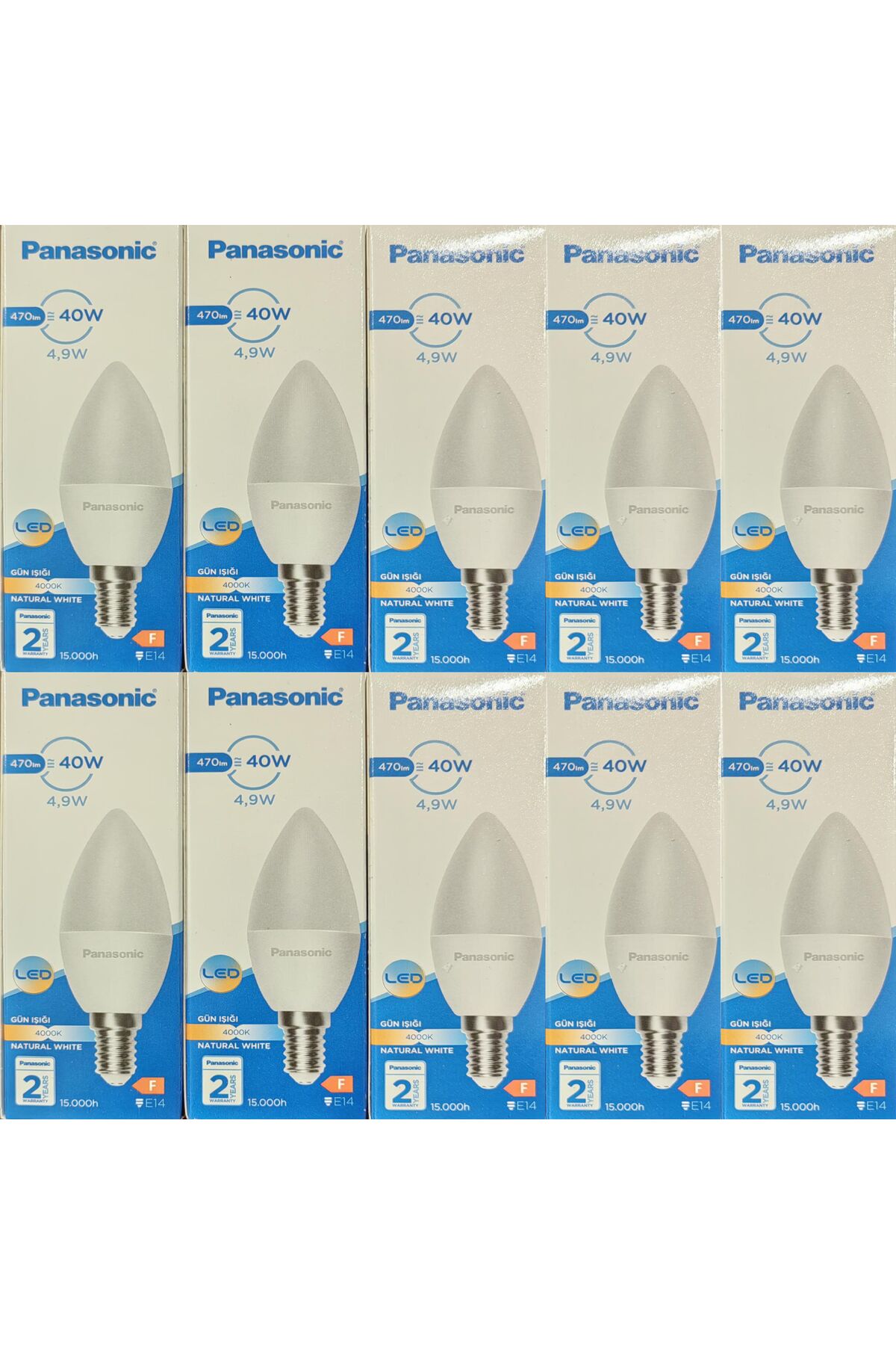 Mum Ampul İnce Duy 4.9W E14 4000K Gün Işığı 10’lu LED Ampul Seti