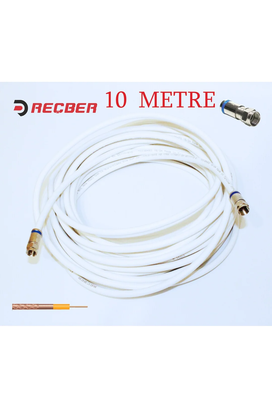 10 Metre Bakır RG6U/6 Hazır Uydu Kablosu