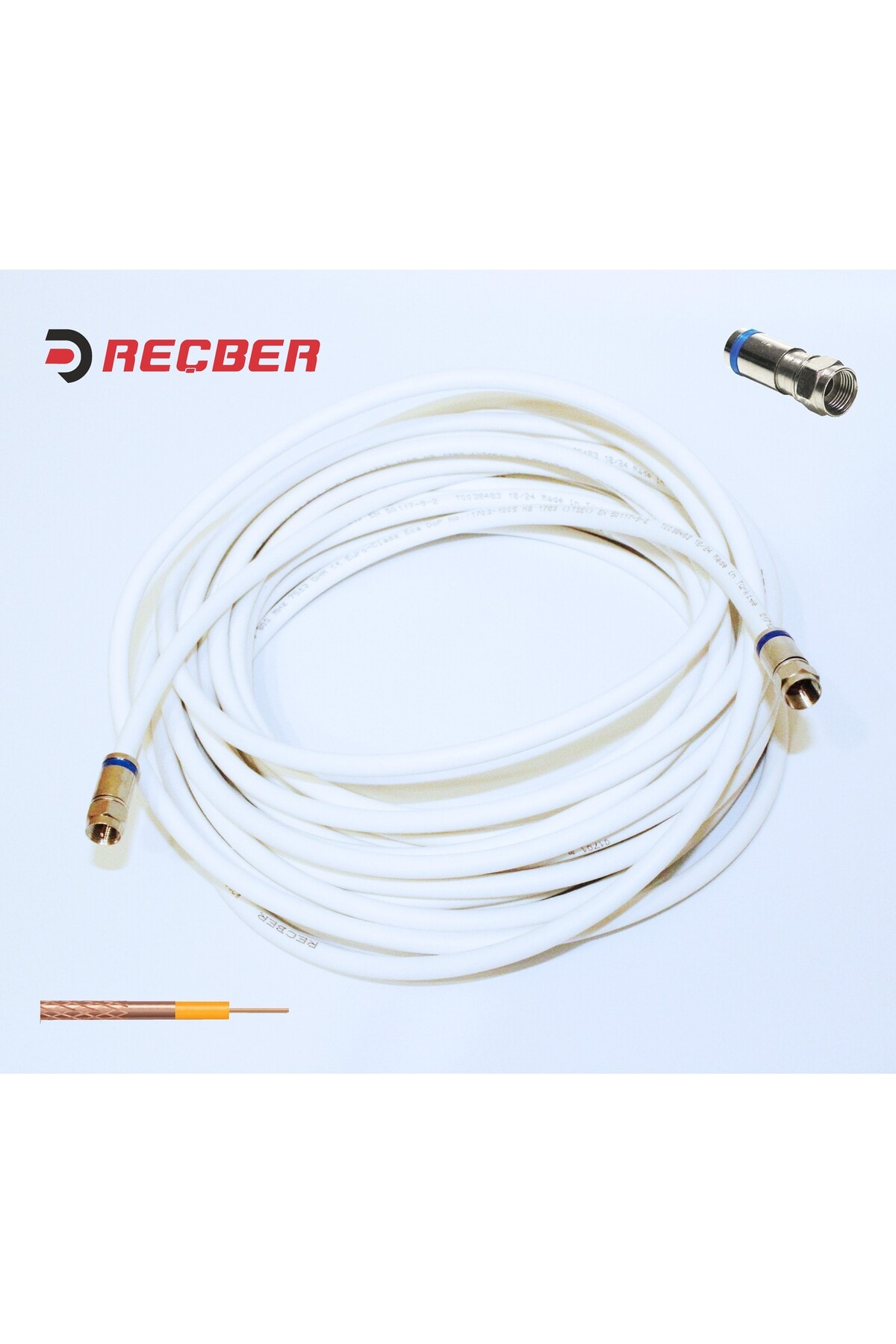 10 Metre Bakır RG6U/6 Hazır Uydu Kablosu