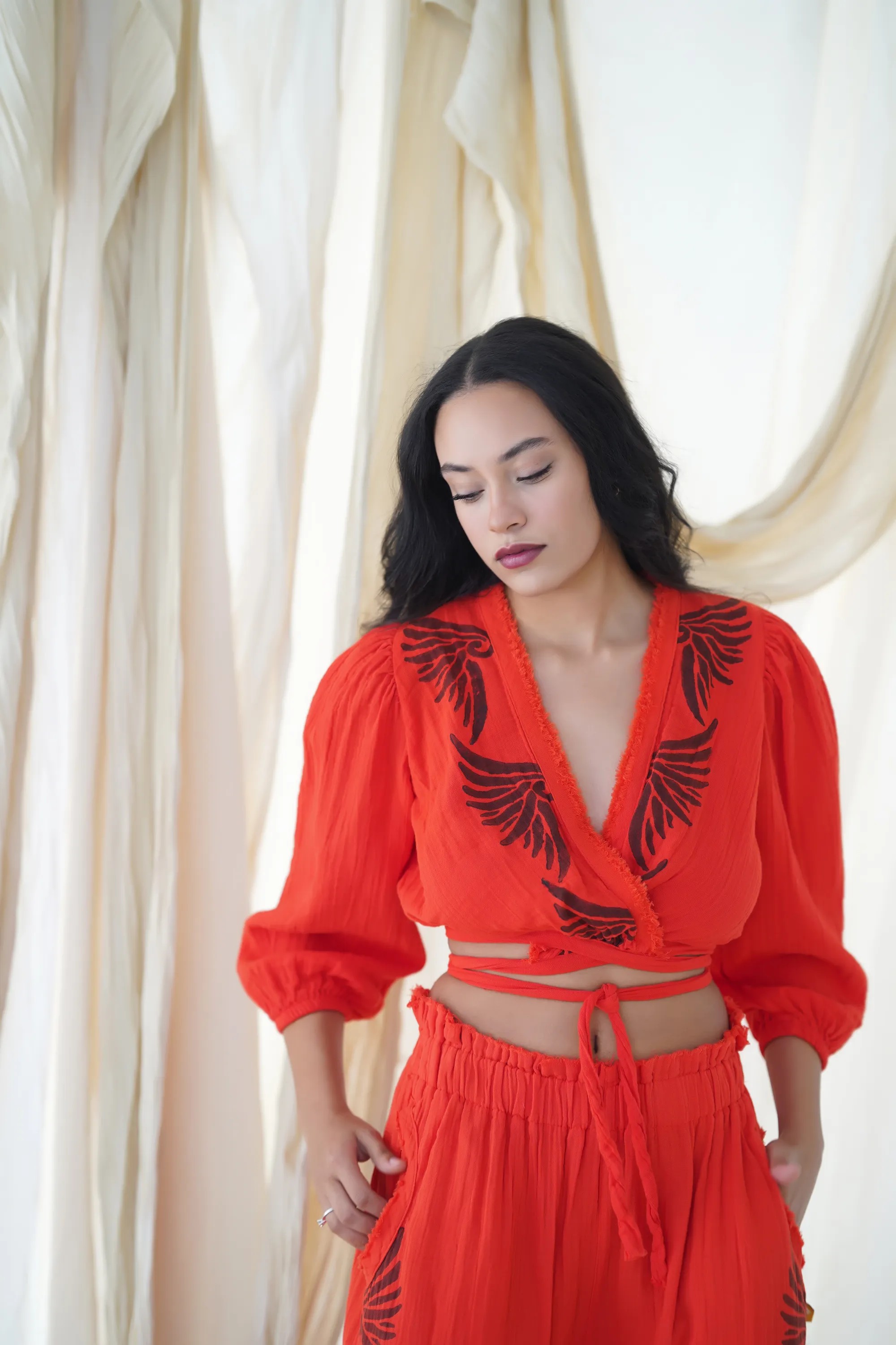 Baskılı Pantolon / Kırmızı