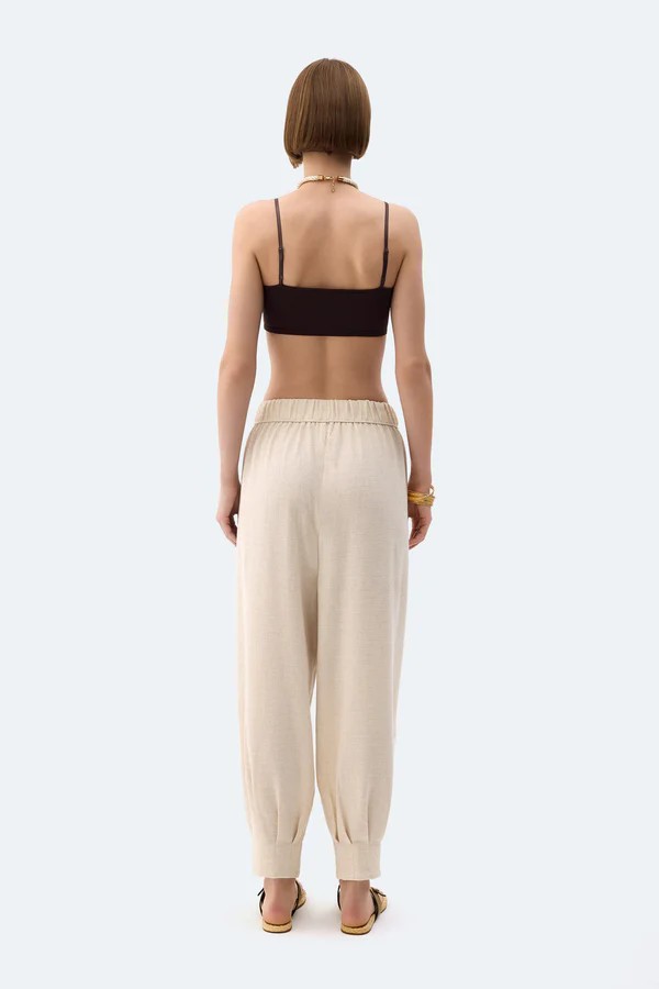 Natürel Keten Slouchy Pantolon