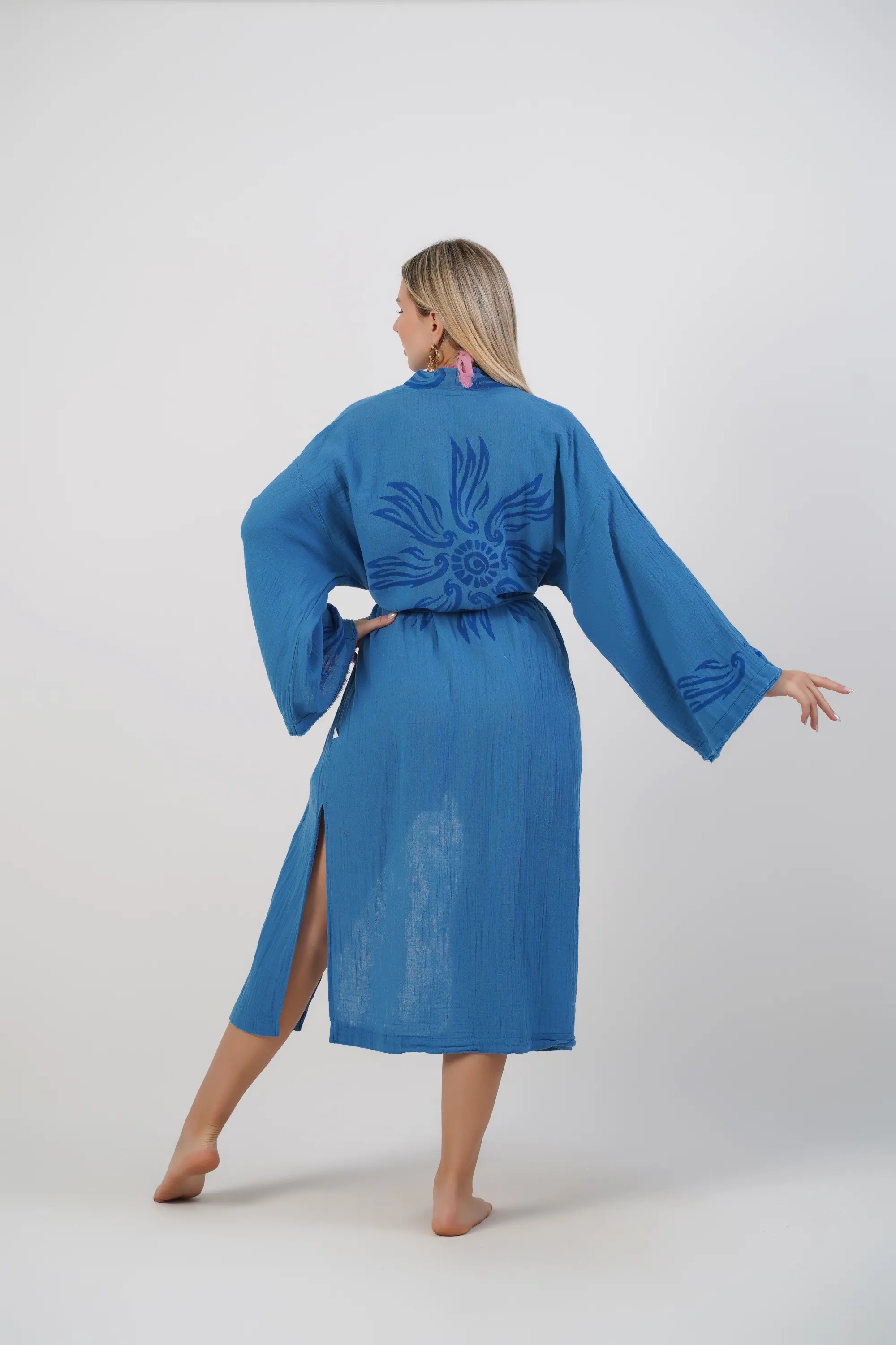 Uzun Klasik Kimono / Koyu Mavi