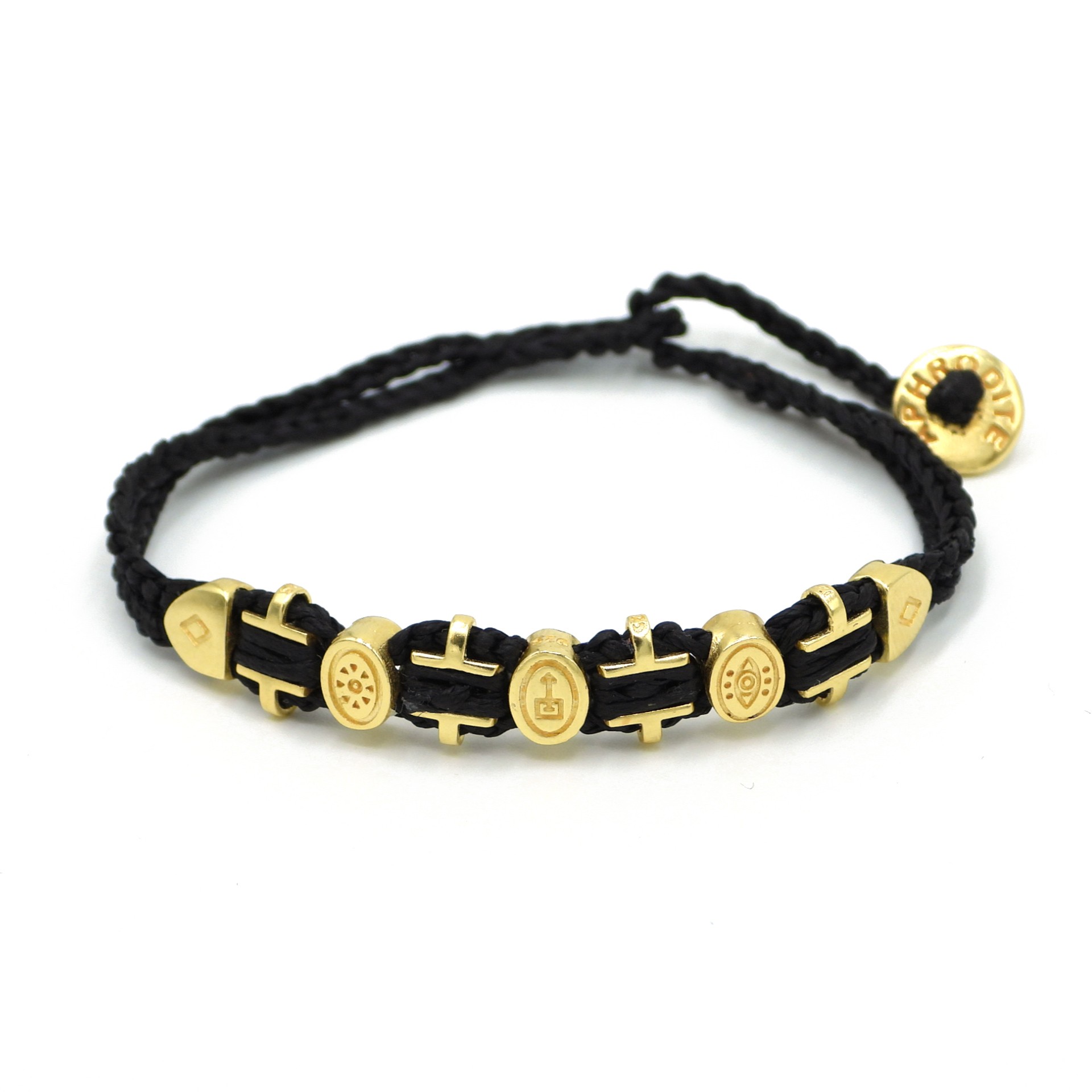 Unisex Örgü Gümüş Bileklik Siyah - Gold