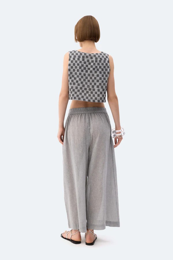 Dama Desenli Crop Bluz
