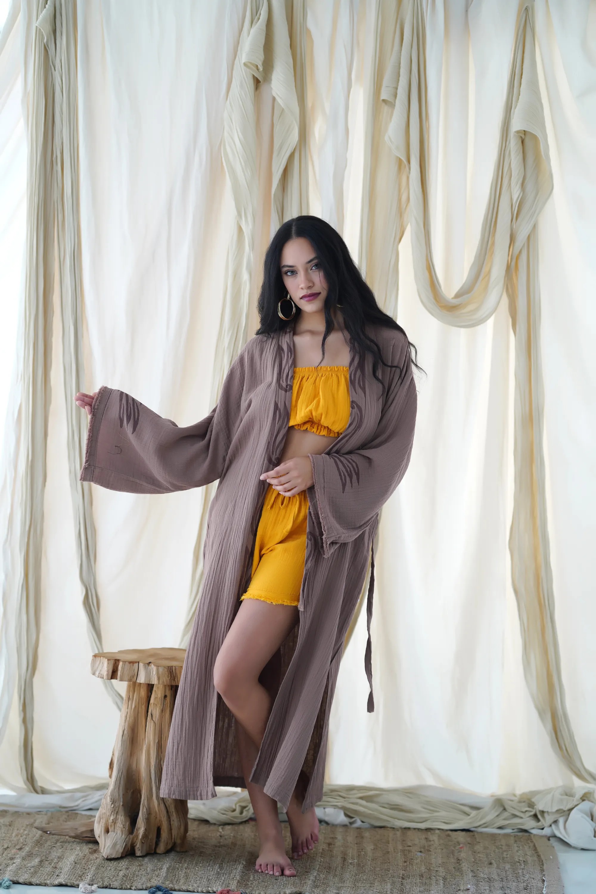 Uzun Klasik Kimono / Kahverengi