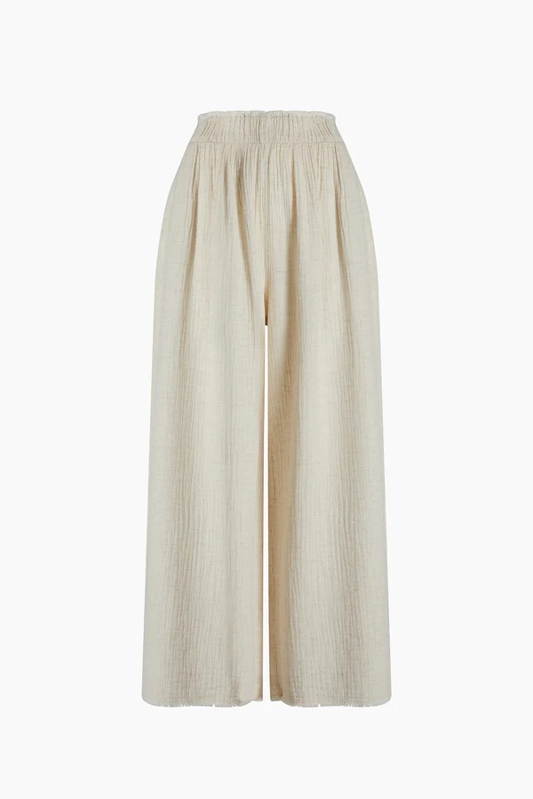 Crinkle Keten Palazzo Pantolon
