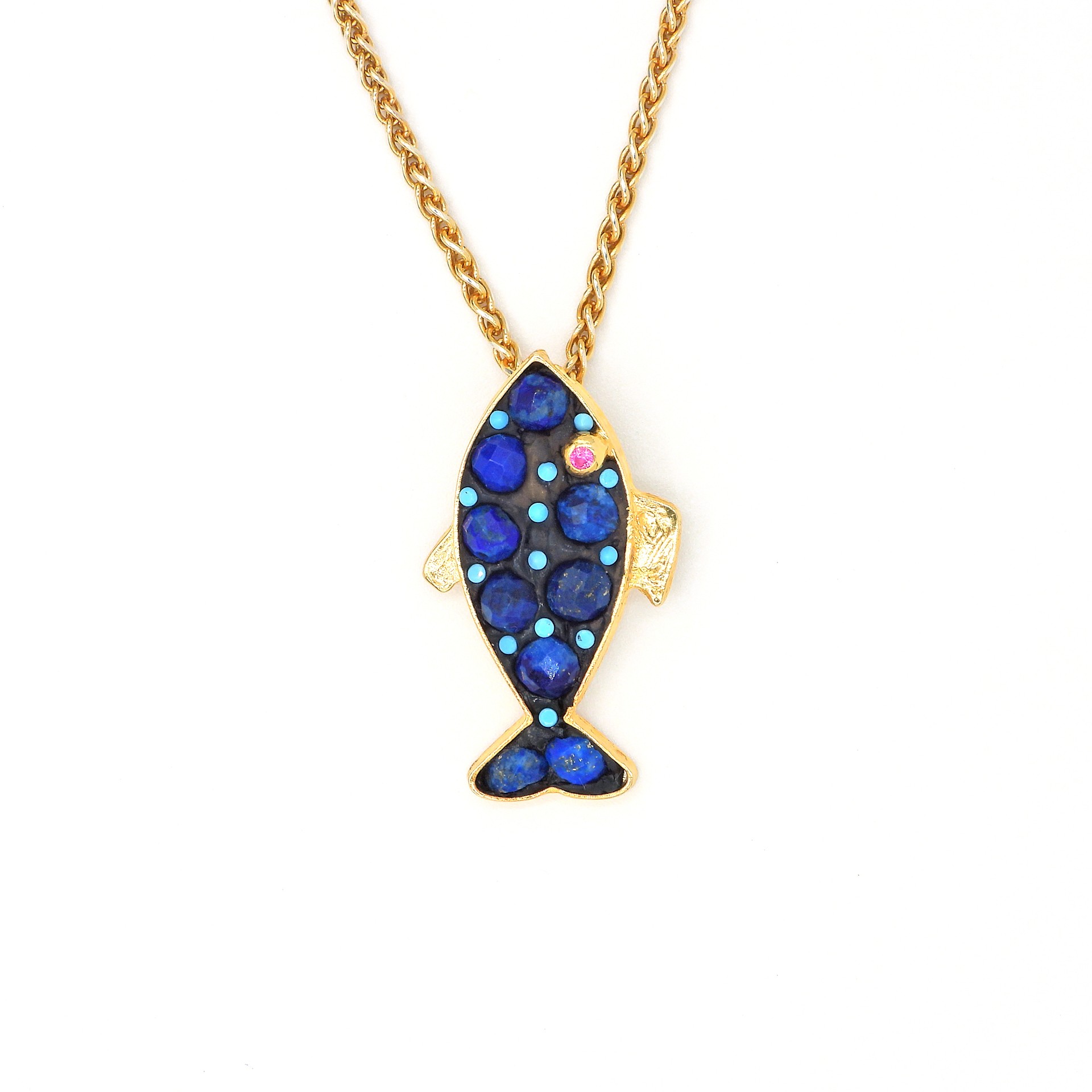 Balık Figürlü Kolye - Küçük - Lapis