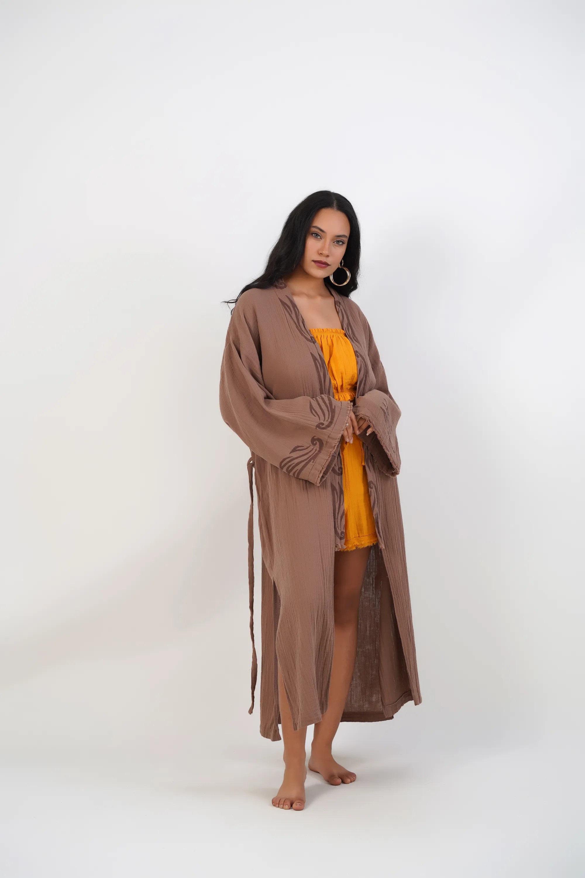 Uzun Klasik Kimono / Kahverengi