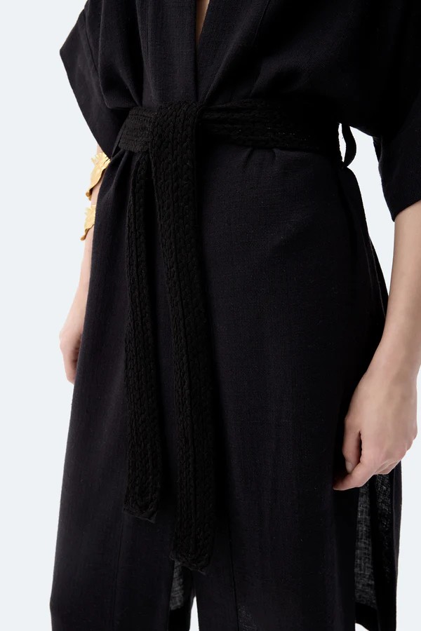 Siyah Keten Kimono