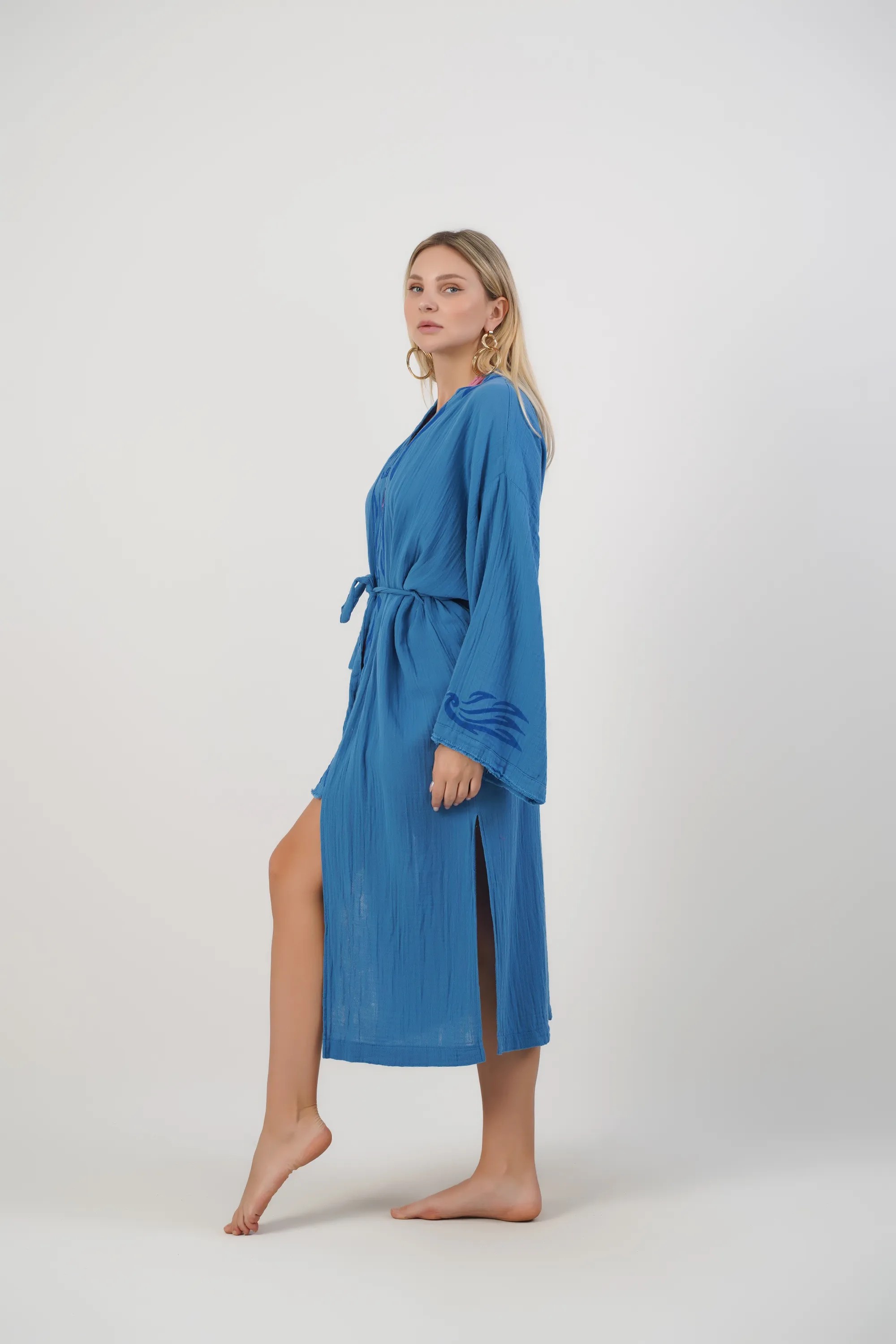 Uzun Klasik Kimono / Koyu Mavi