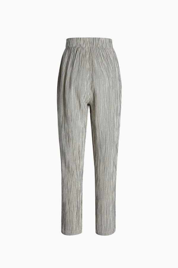 Crinkle Çizgili Slouchy Pantolon