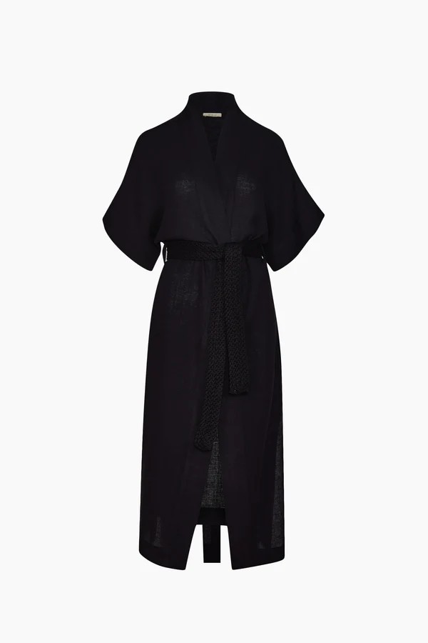 Siyah Keten Kimono