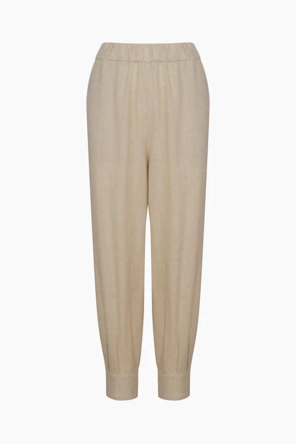Natürel Keten Slouchy Pantolon