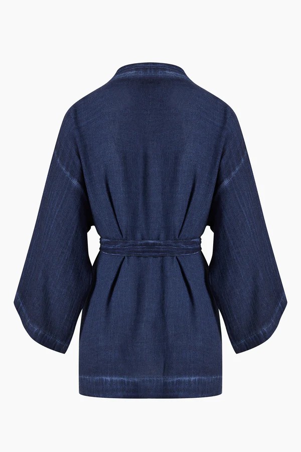 Keten Navy Kısa Kimono