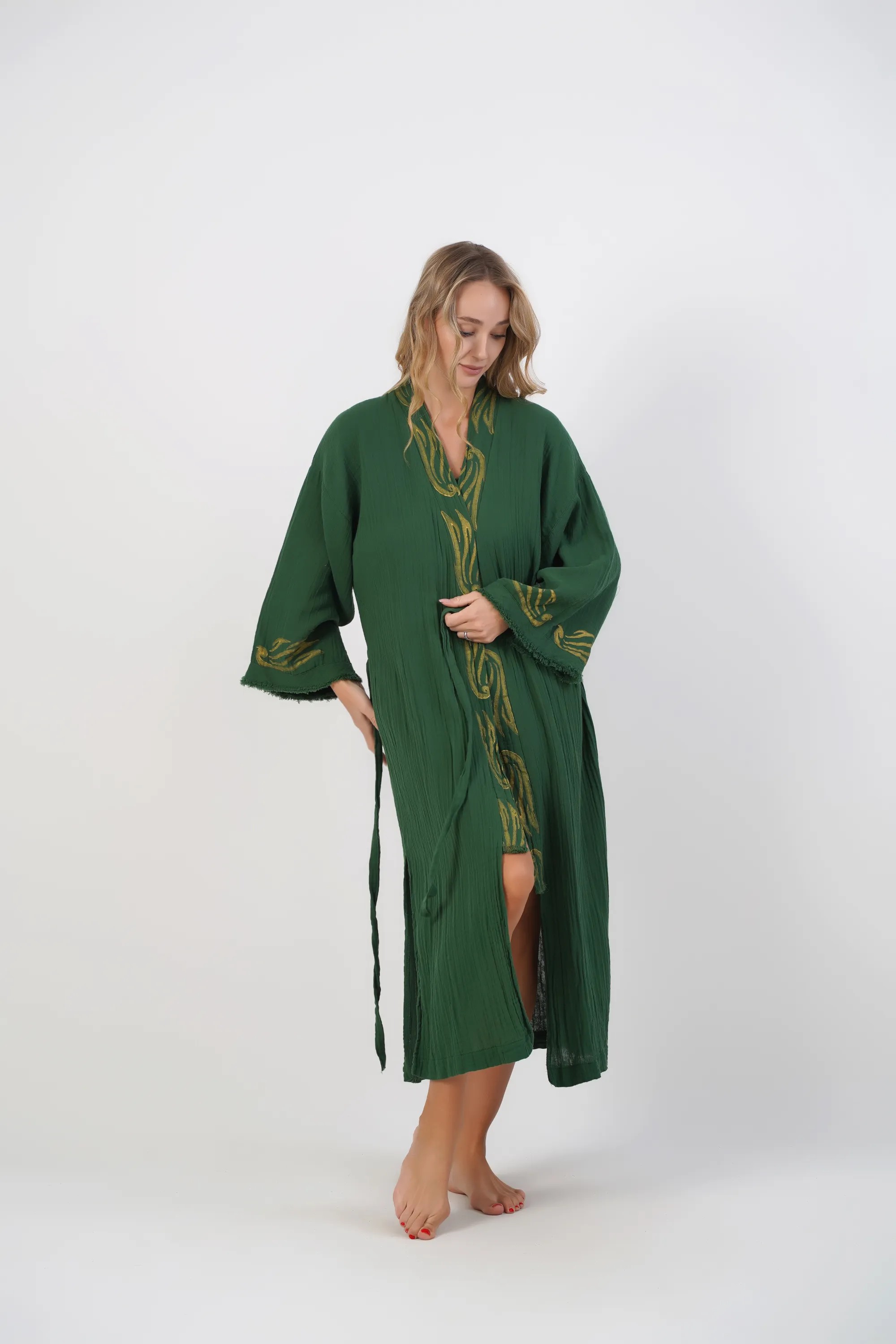 Uzun Klasik Kimono / Koyu Yeşil