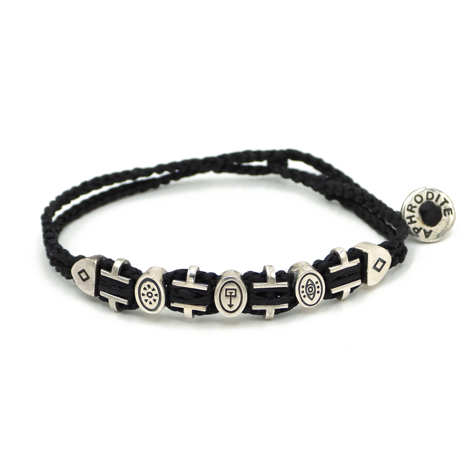 Unisex Örgü Gümüş Bileklik Siyah - Silver