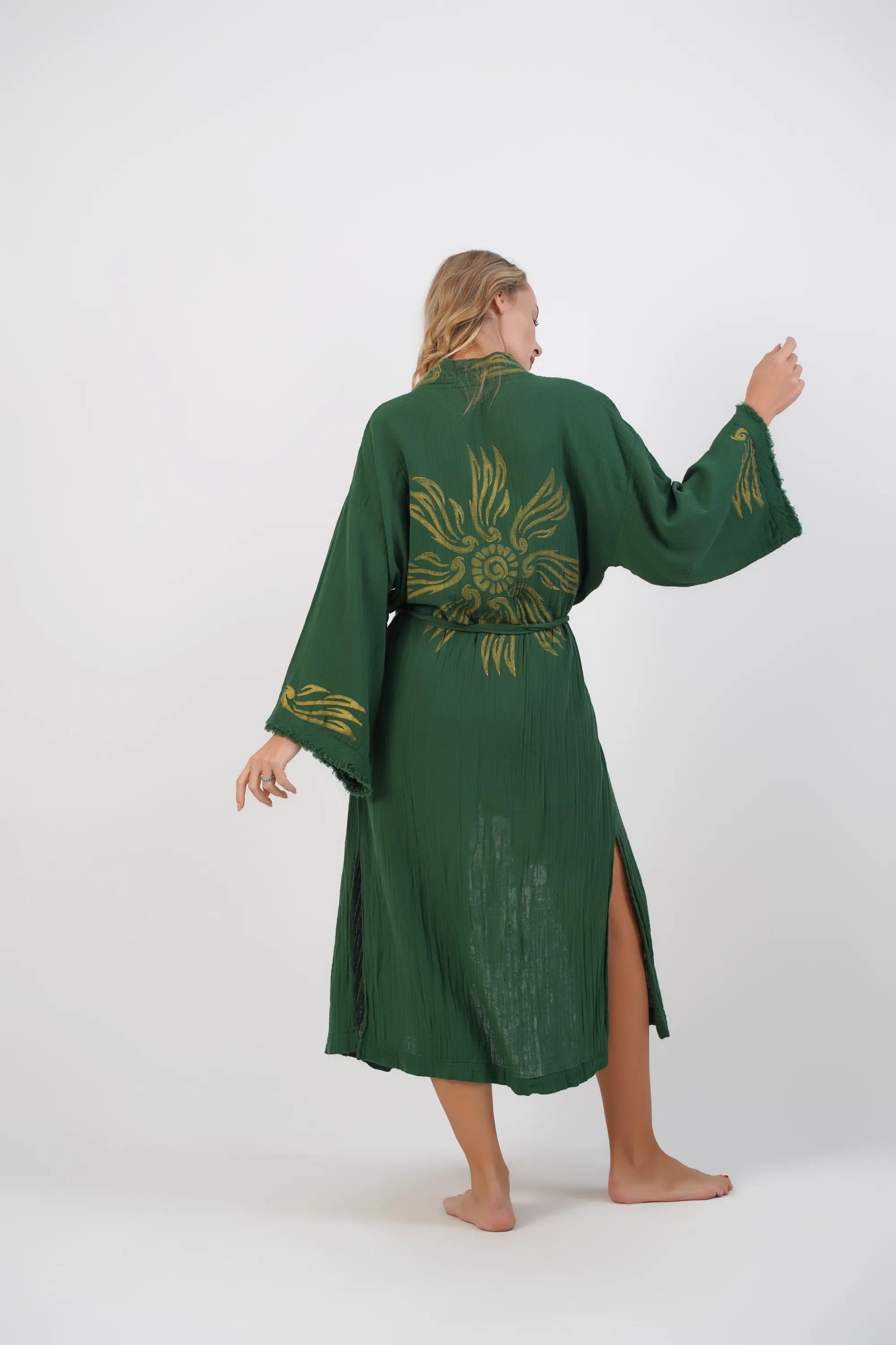 Uzun Klasik Kimono / Koyu Yeşil