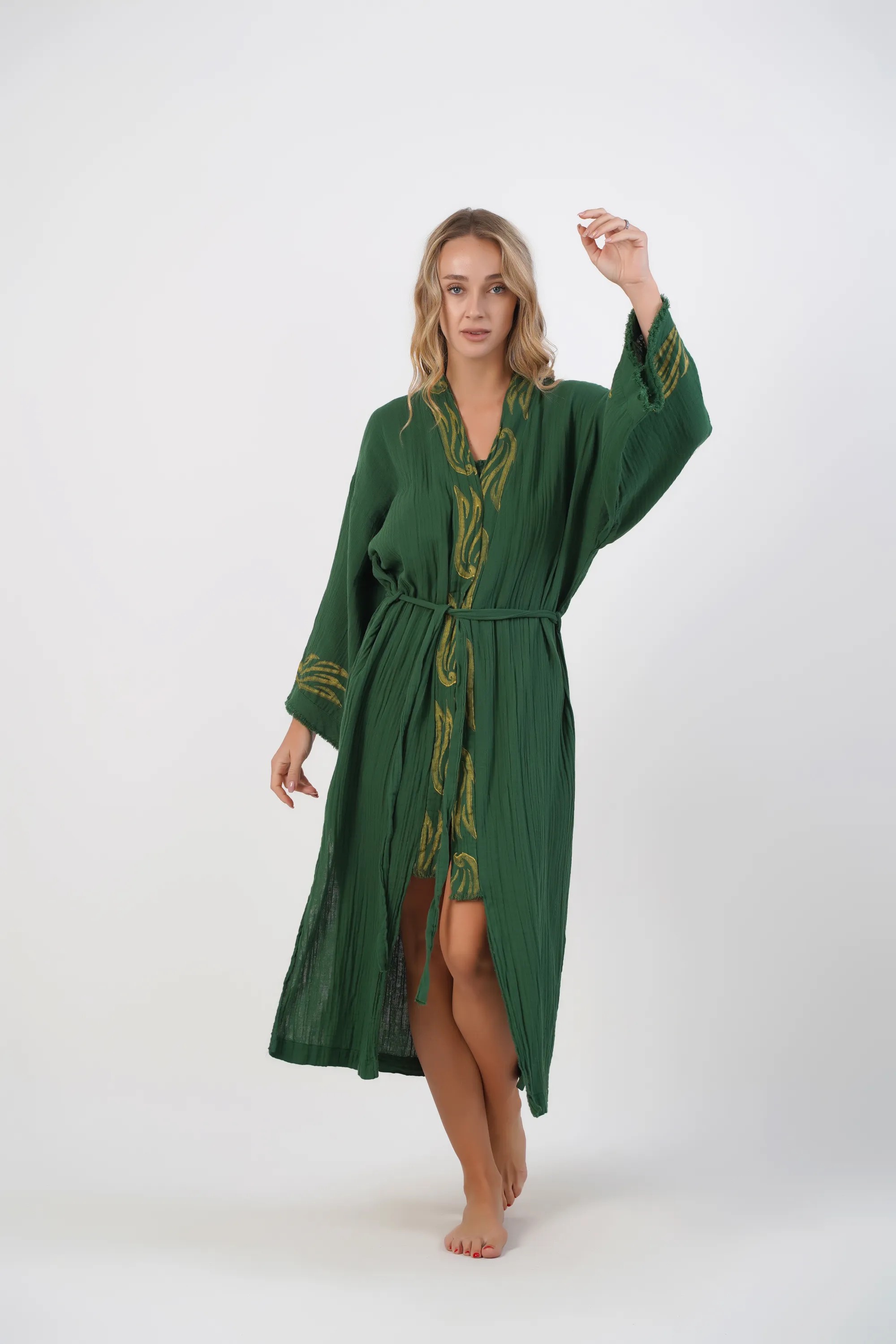 Uzun Klasik Kimono / Koyu Yeşil