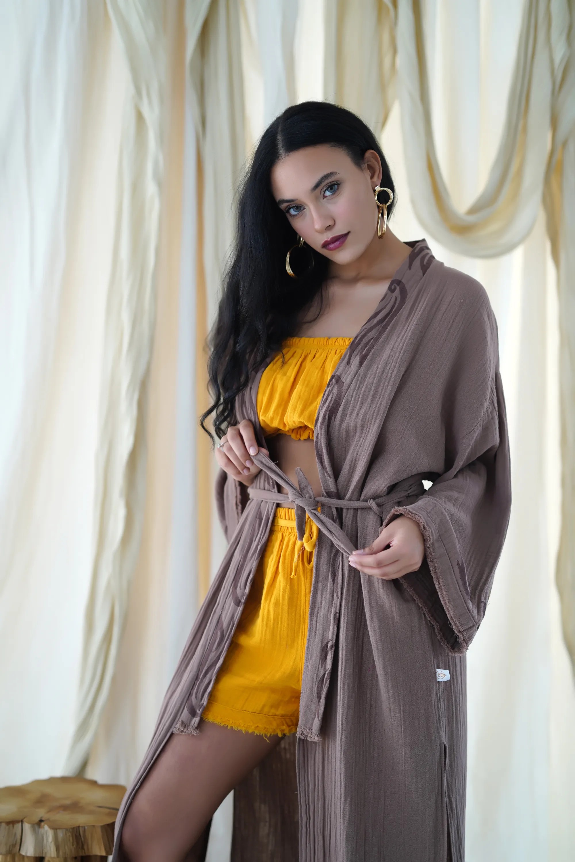 Uzun Klasik Kimono / Kahverengi