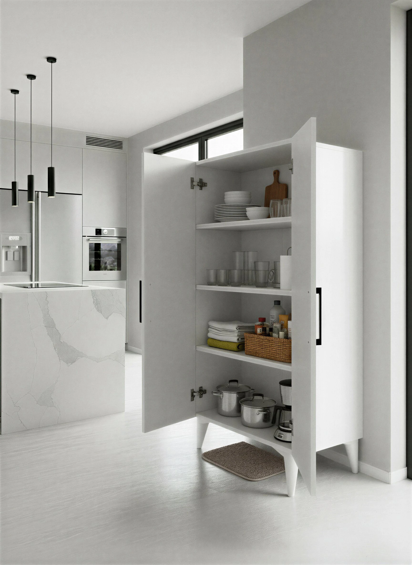 ARUAT 4 Raf'lı Çok Amaçlı Kullanım Sunan Kapaklı Dolap