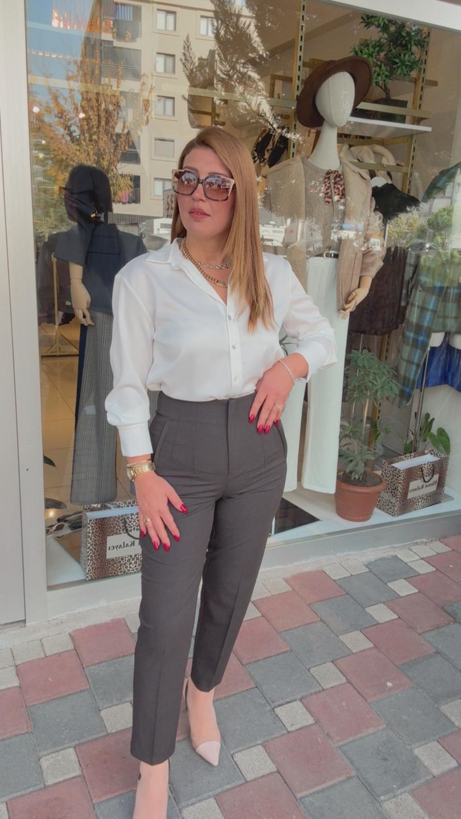 Flatolu Pensli Pantolon - Kahve