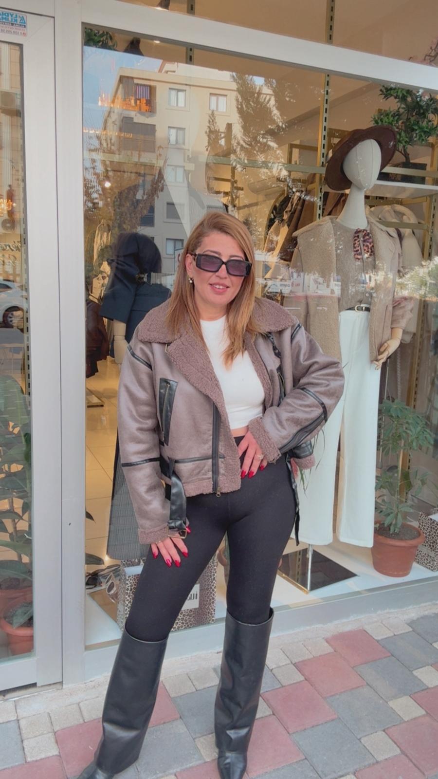 GARNİLİ KÜRKLÜ MONT - Kahve