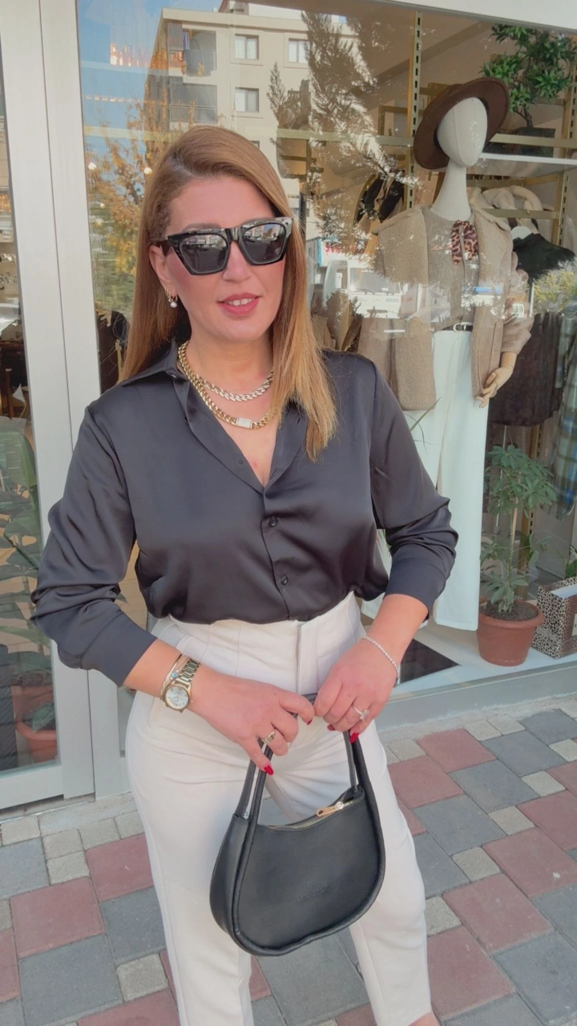 Saten Gömlek - Siyah