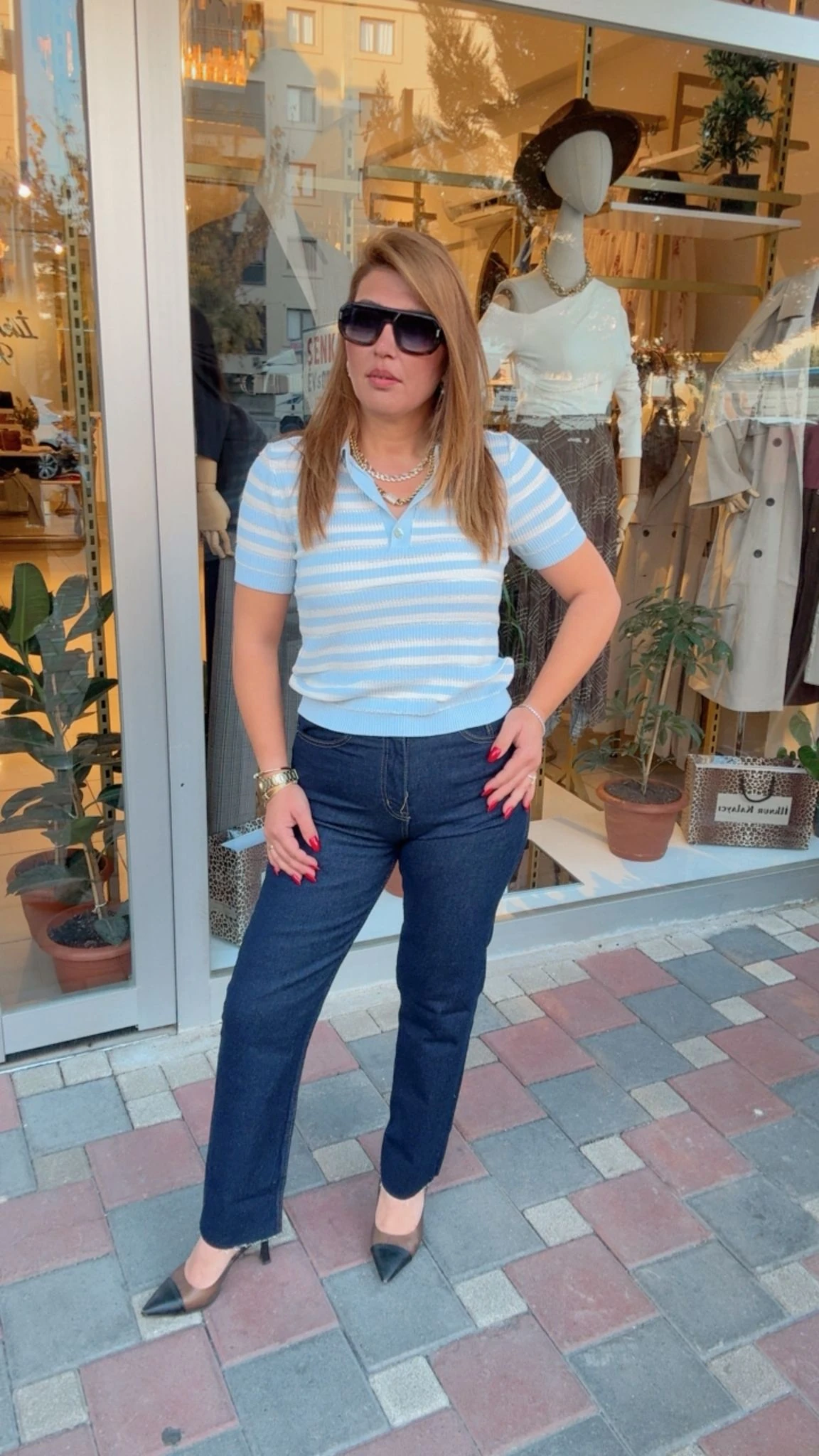 Kesik Paça Mom Pantolon - Lacivert