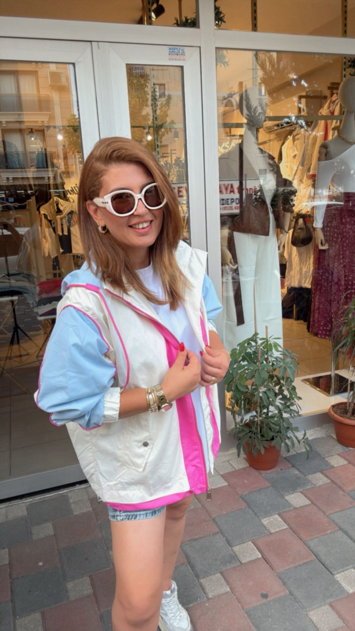 Renkli Bloklu Şık Ceket