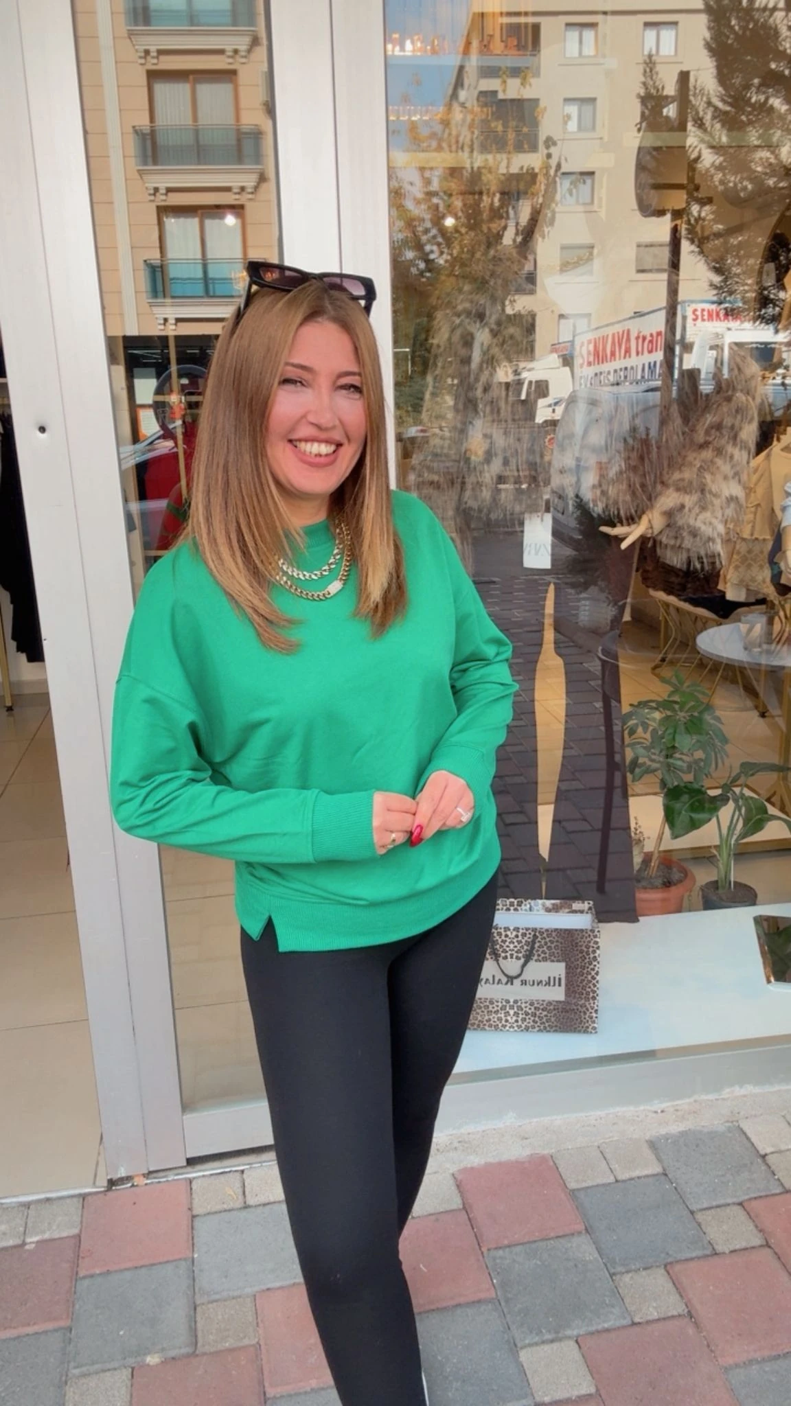 ÖN YIRTMAÇLI SWEATTSHİRT - Yeşil