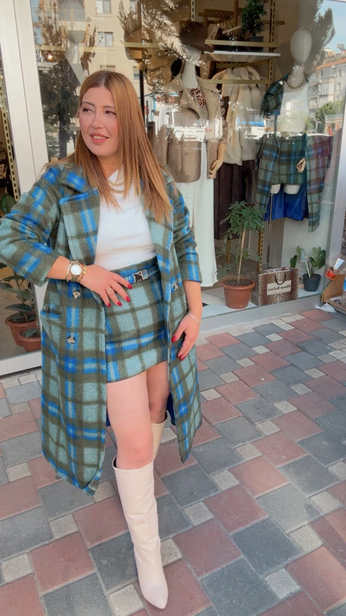 Ekose Kaşe Kaban Takım