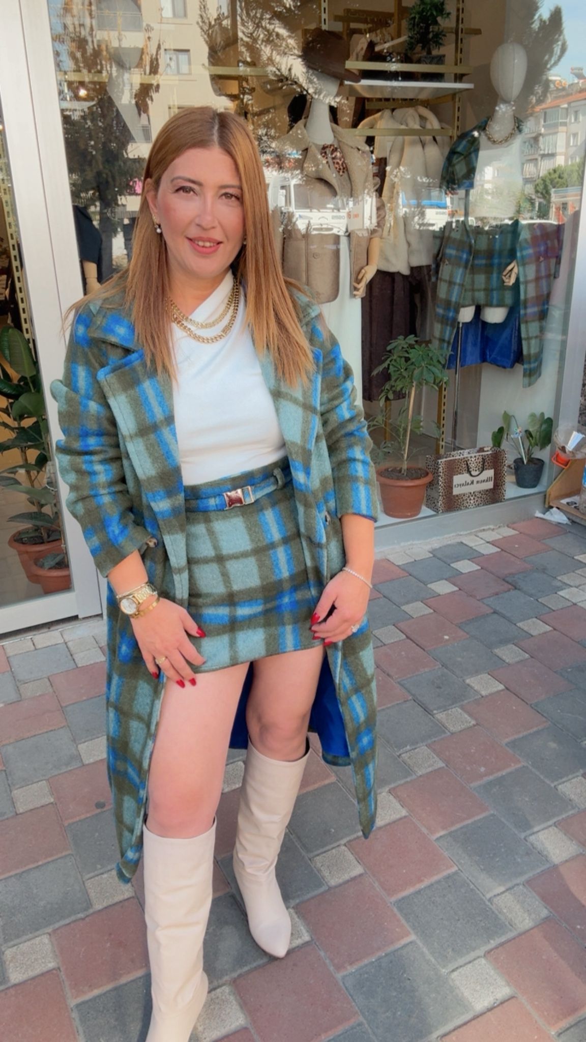 Ekose Kaşe Kaban Takım